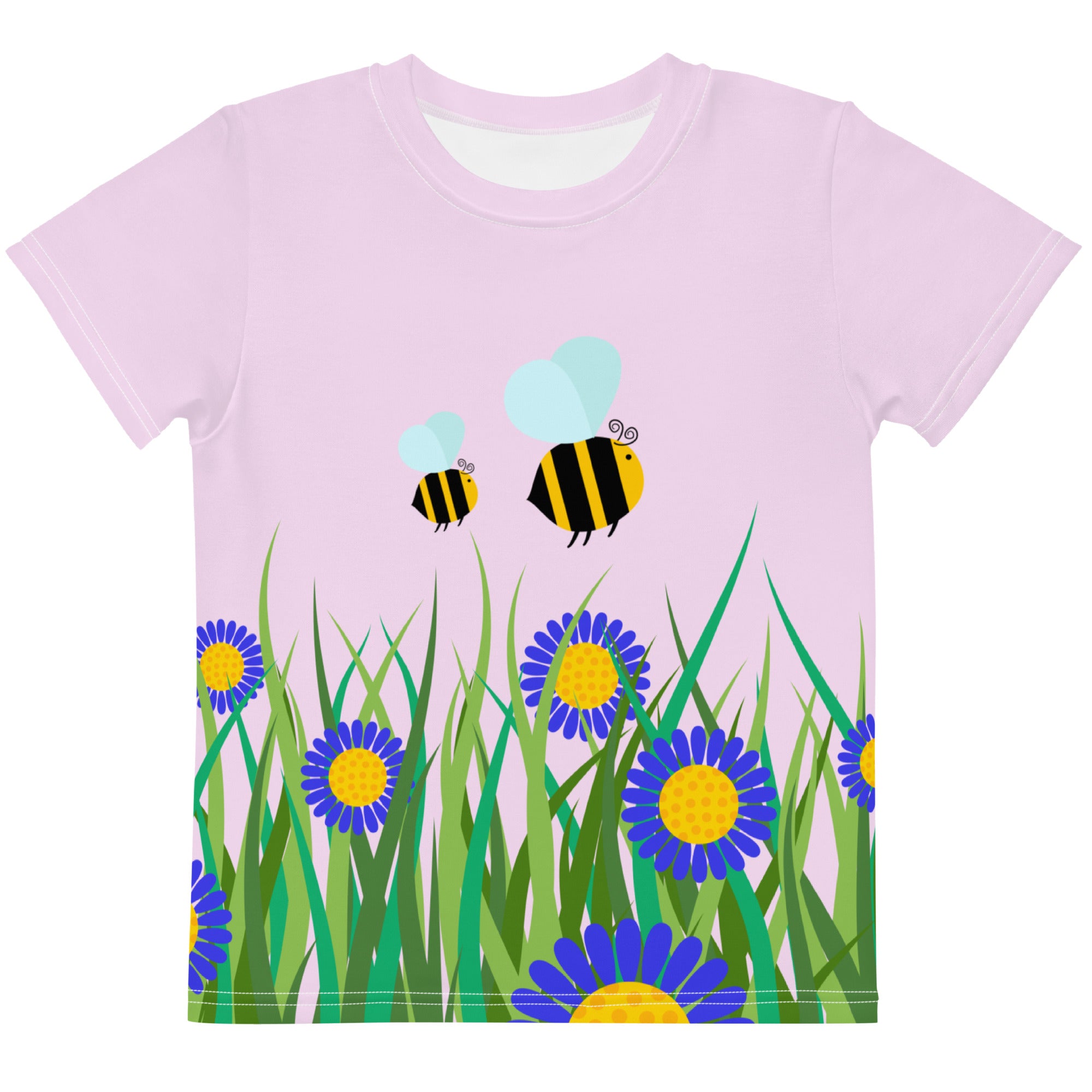 Kids crew neck t-shirt-Beetiful Flower Garden II Selago