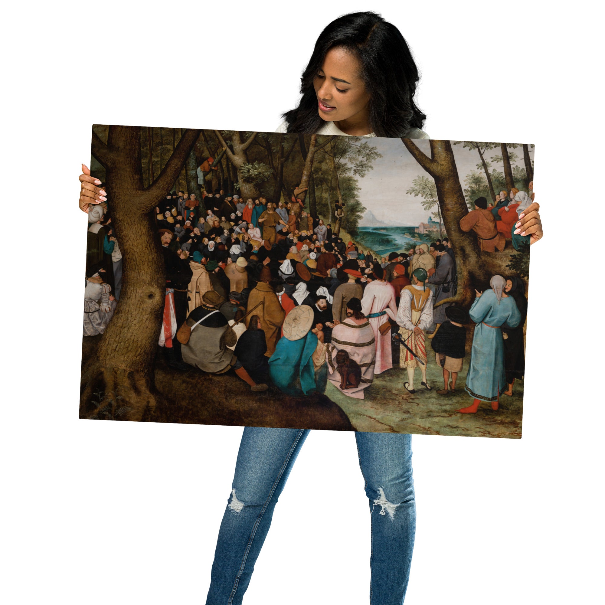 Metal prints-Pieter Bruegel The Elder-Flemish 1525-1569-Sermon of Saint John the Baptist 1605