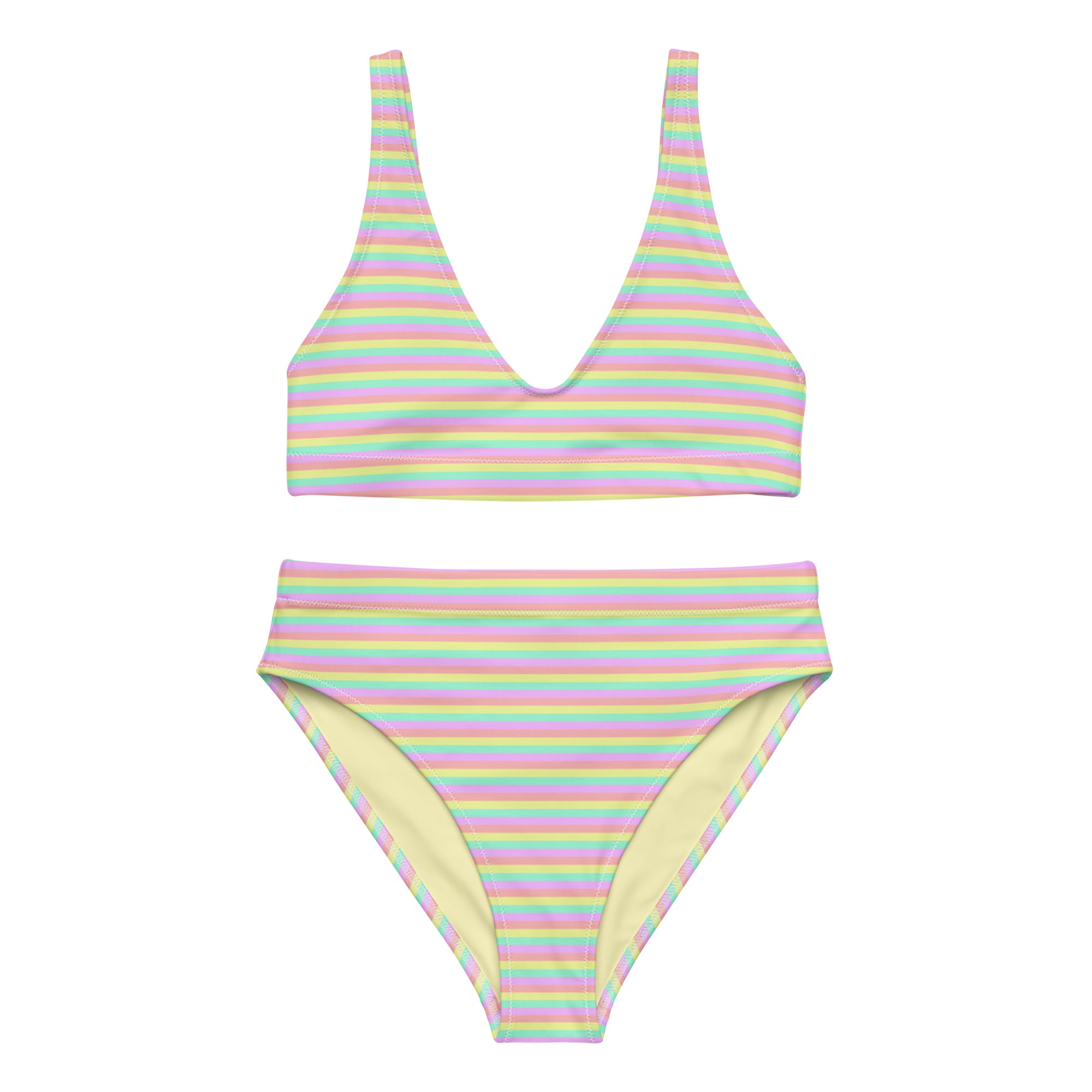 Recycled High-Waisted Colorful Striped Bikini XII