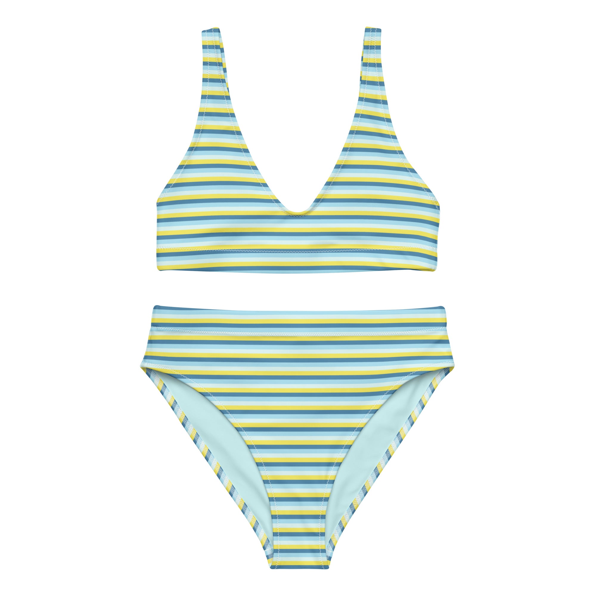 Recycled High-Waisted Colorful Striped Bikini I