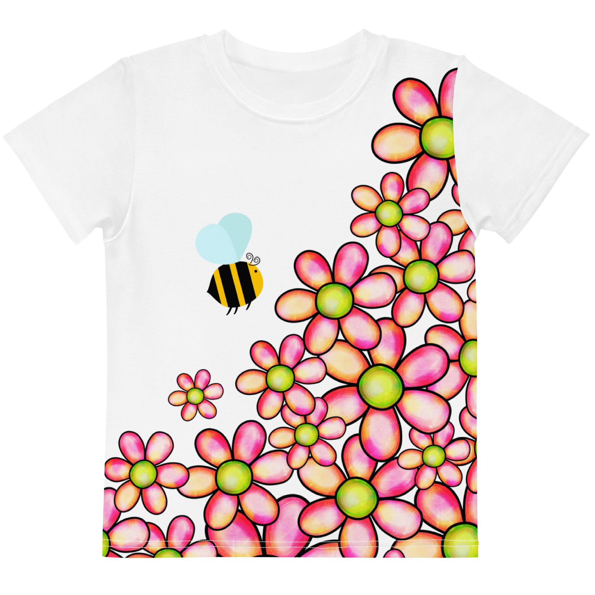 Kids crew neck t-shirt-Flower Doodle III