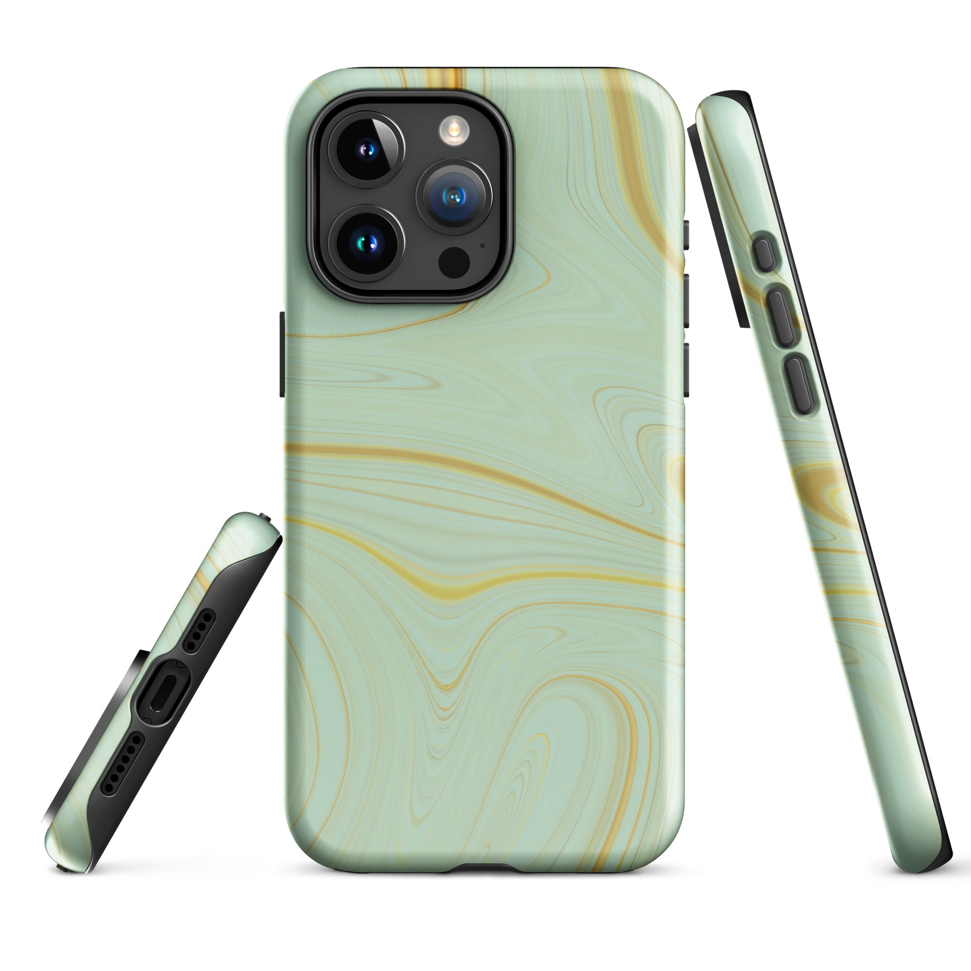 Tough Case for iPhone®- Liquid Gold Marble Green