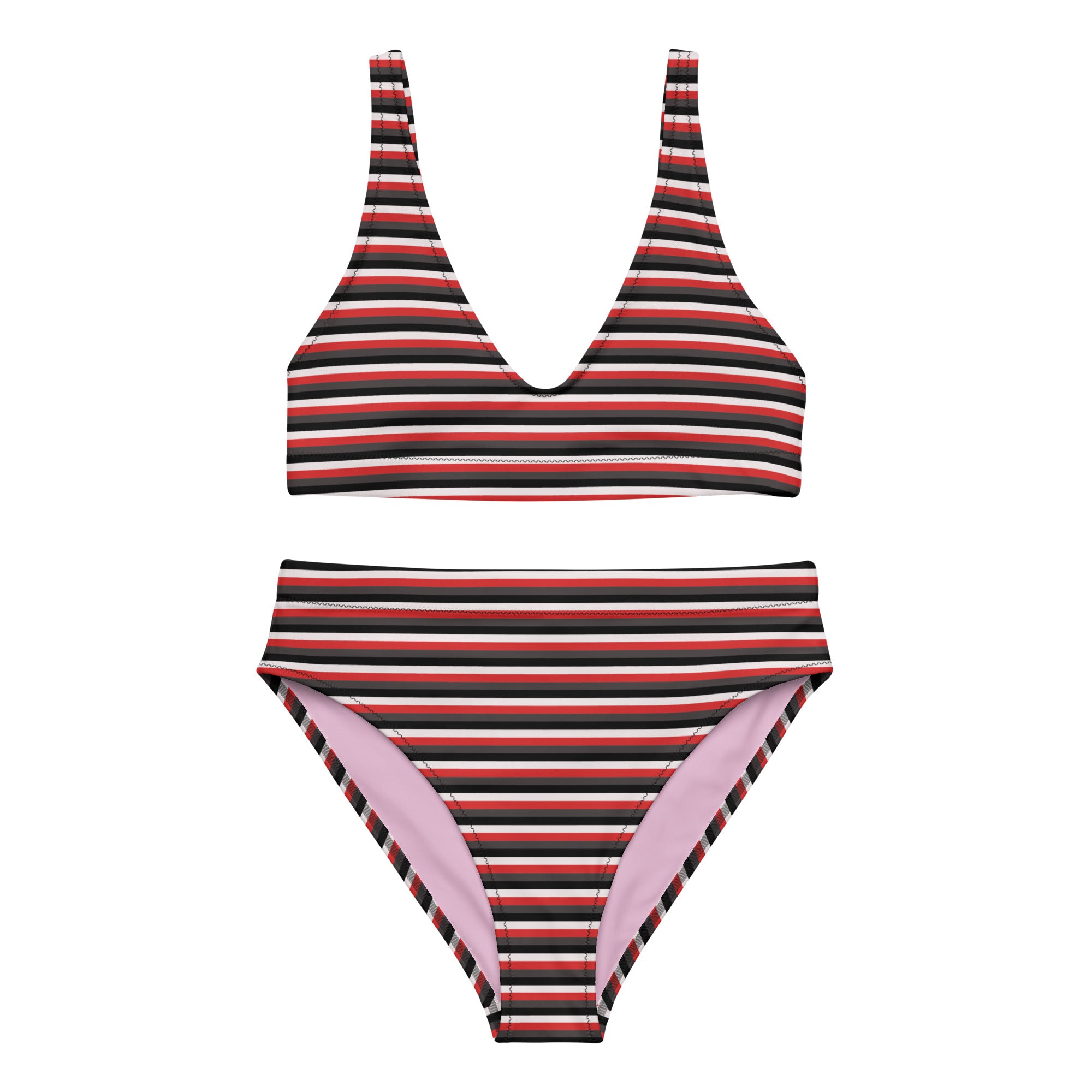Recycled High-Waisted Colorful Striped Bikini VIII