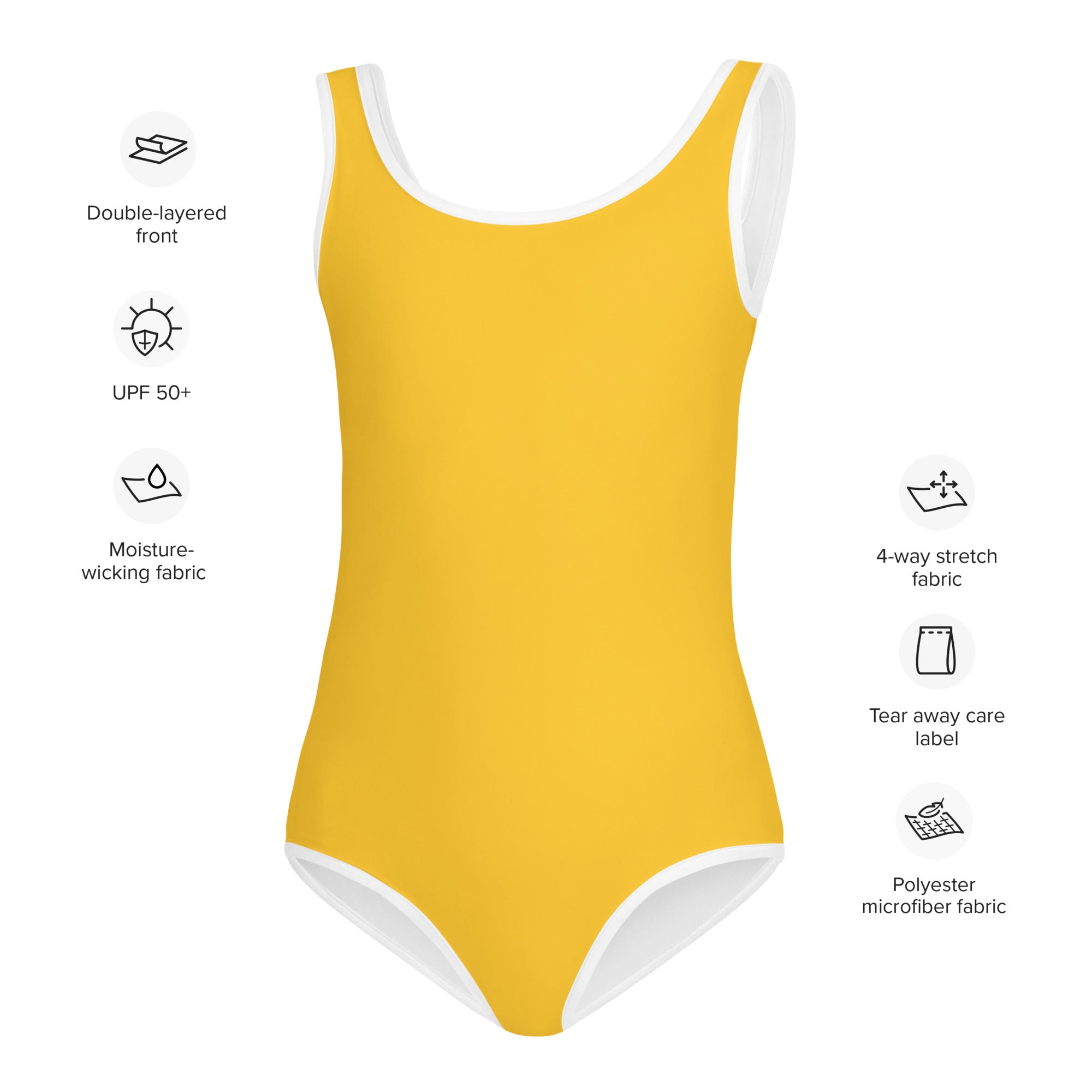 All-Over Print Kids Swimsuit- Yellow