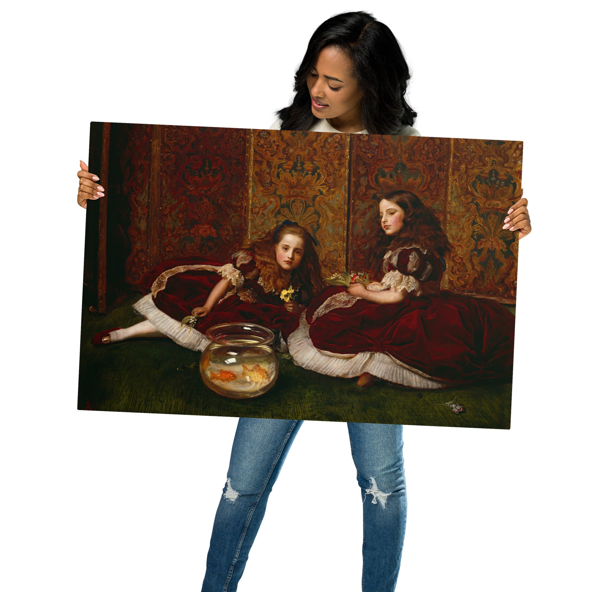 Metal prints-Sir John Everett Millais-English 1829-1896-Leisure Hours 1864