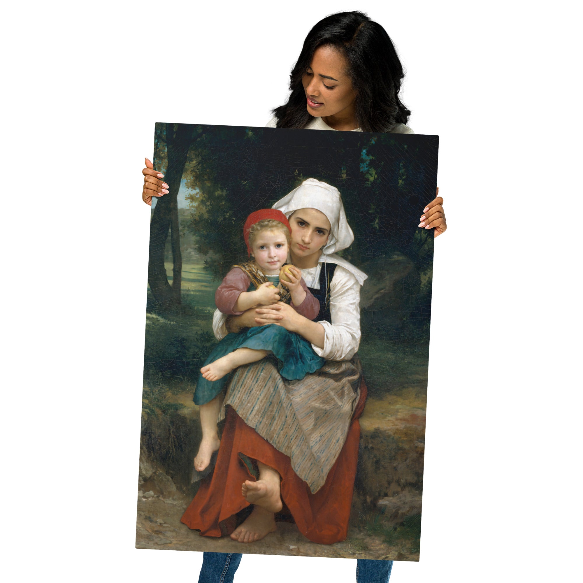 Metal prints-William Bouguereau-French 1825-1905-Breton Brother and Sister 1871