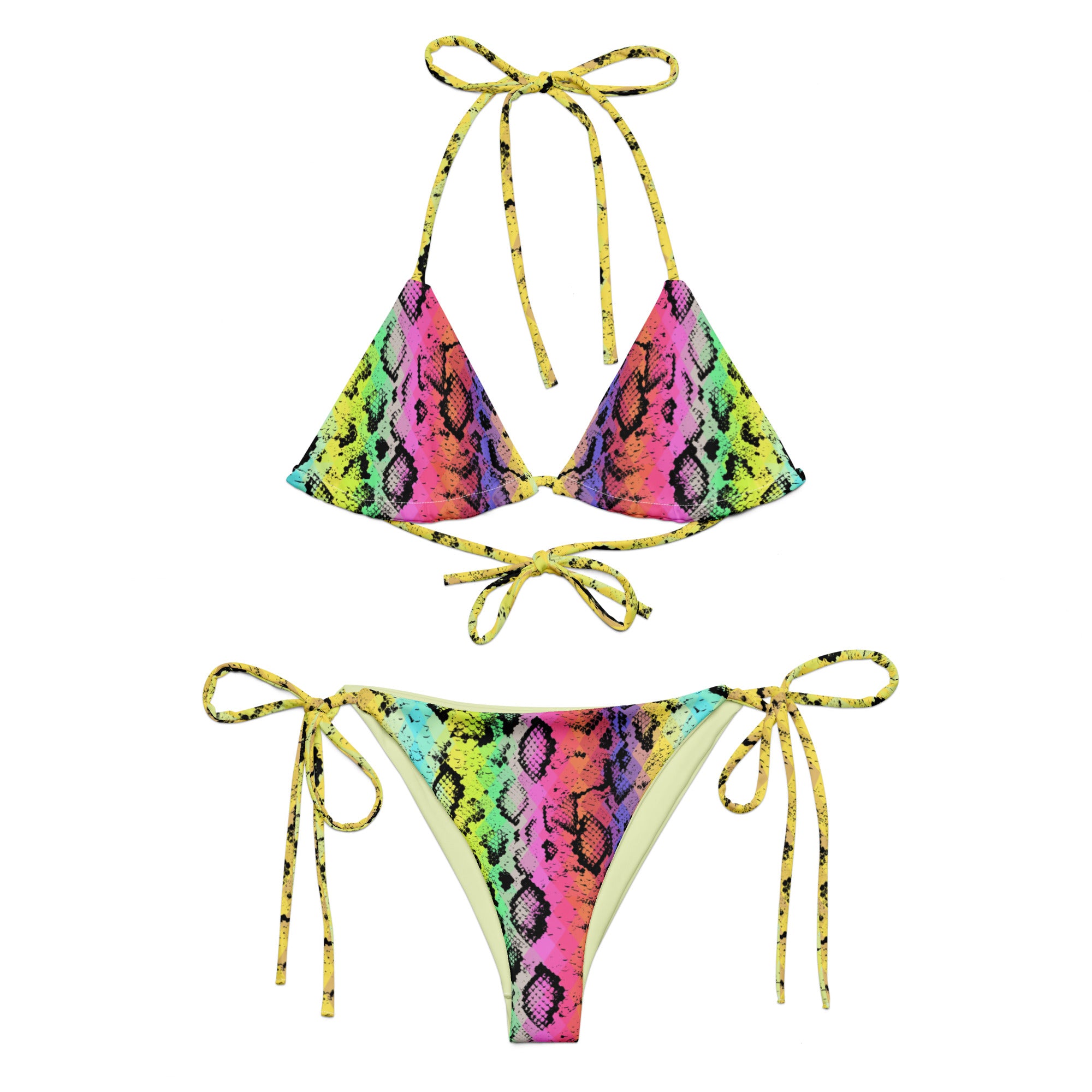 Recycled string bikini-Snake Skin I