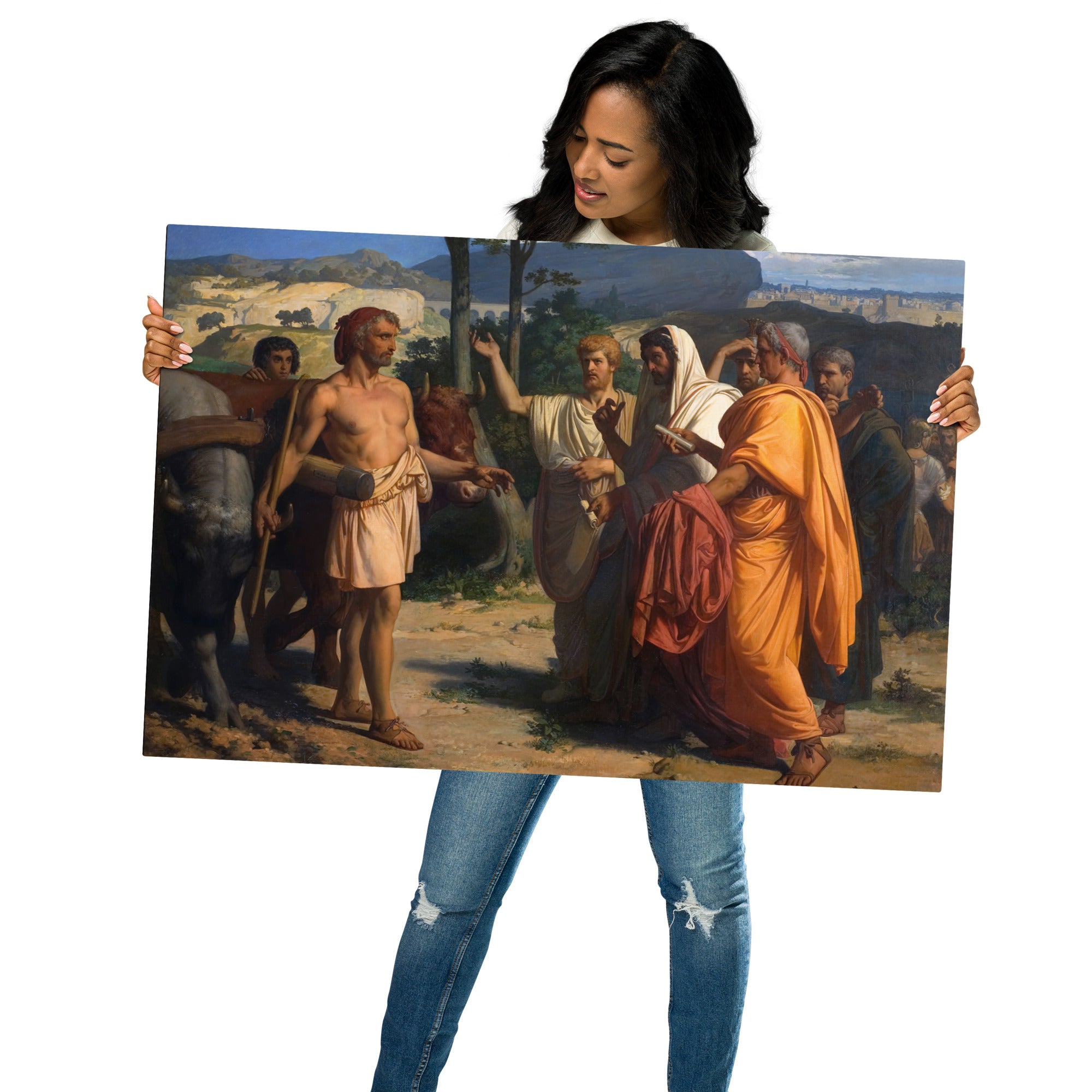 Metal prints-Alexandre Cabanel-French 1823-1889-Cincinnatus Recevant Les Ambassadeurs De Rome 1843
