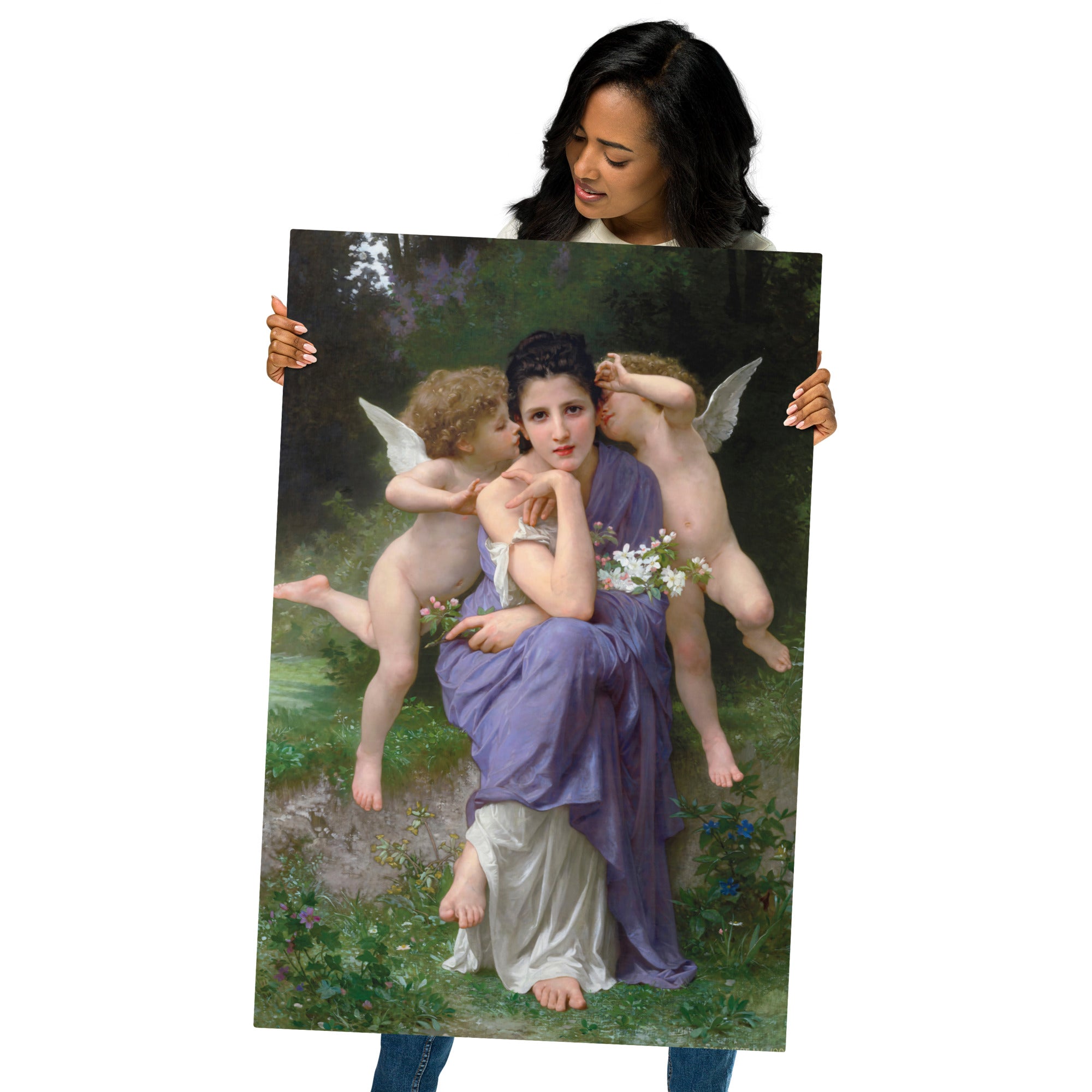 Metal prints-William Bouguereau-French 1825-1905-Chansons de printemps 1889