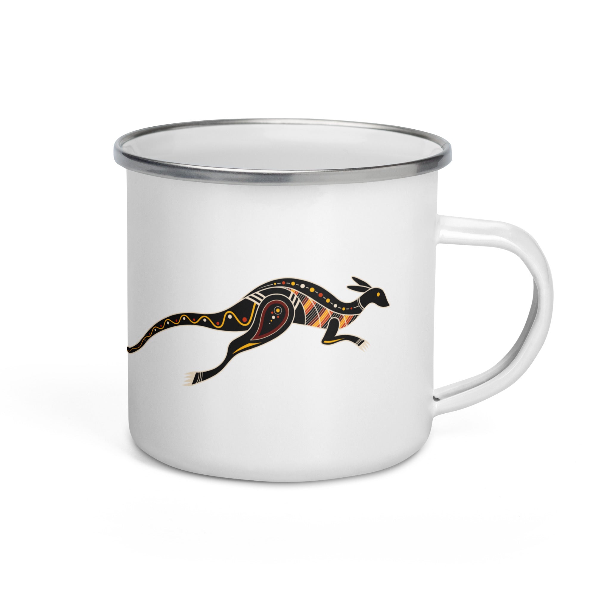 Enamel Mug- Australian Tribal Painting Kangaroo