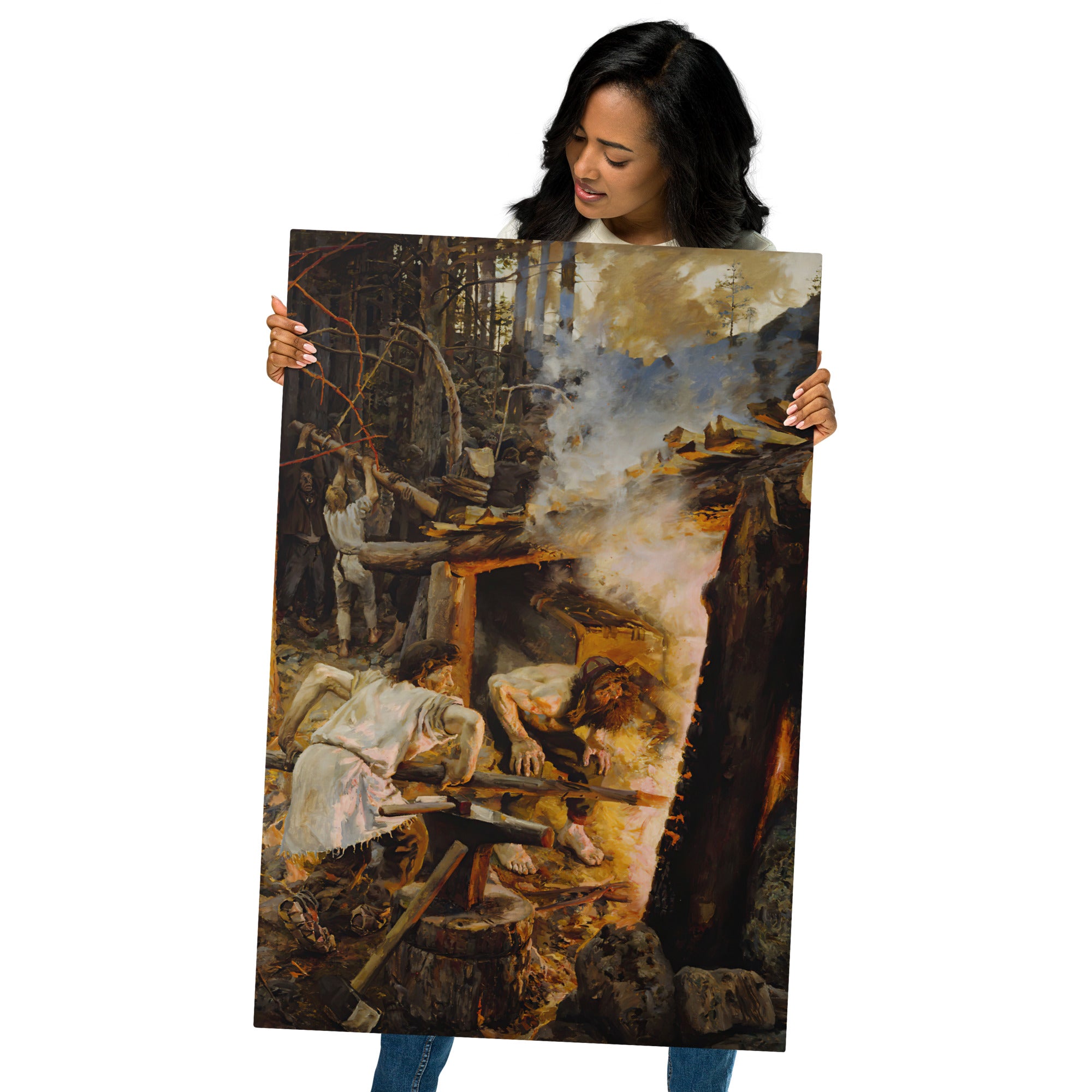 Metal prints-Akseli Gallen-Kallela-Finnish 1865 - 1931-The Forging Of The Sampo (1893)