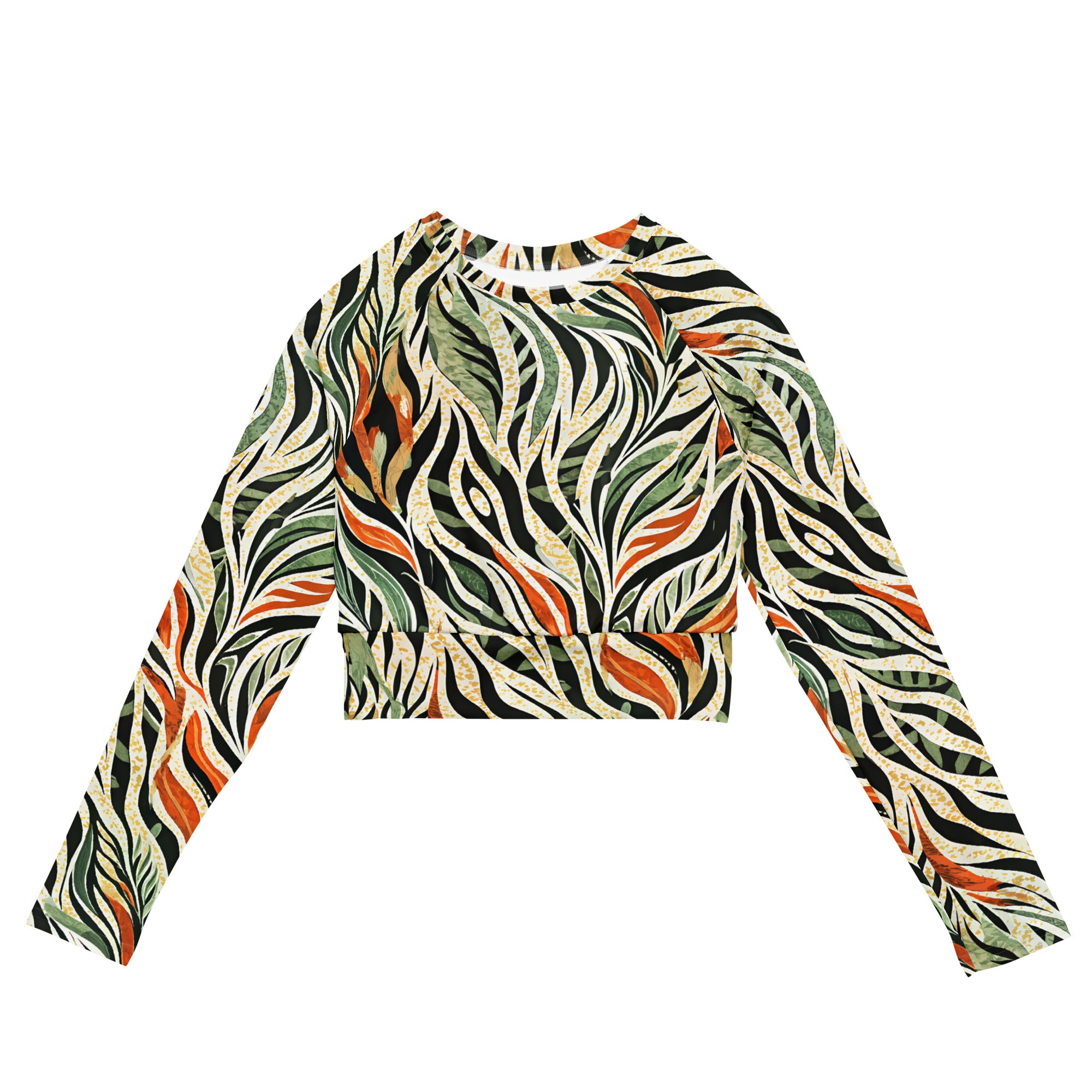 Recycled long-sleeve crop top- Nature Design II