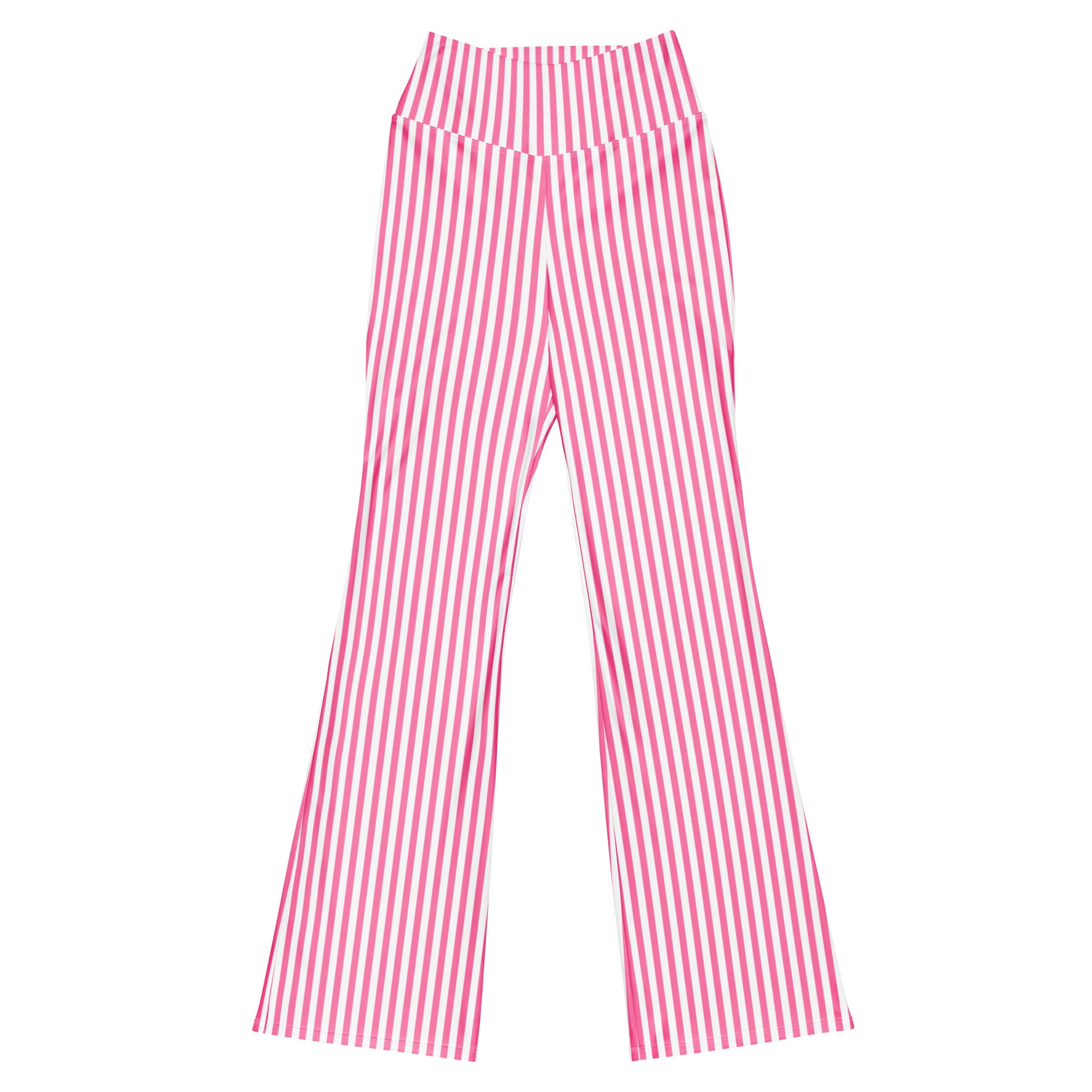 Flare leggings- White and Pink Stripes