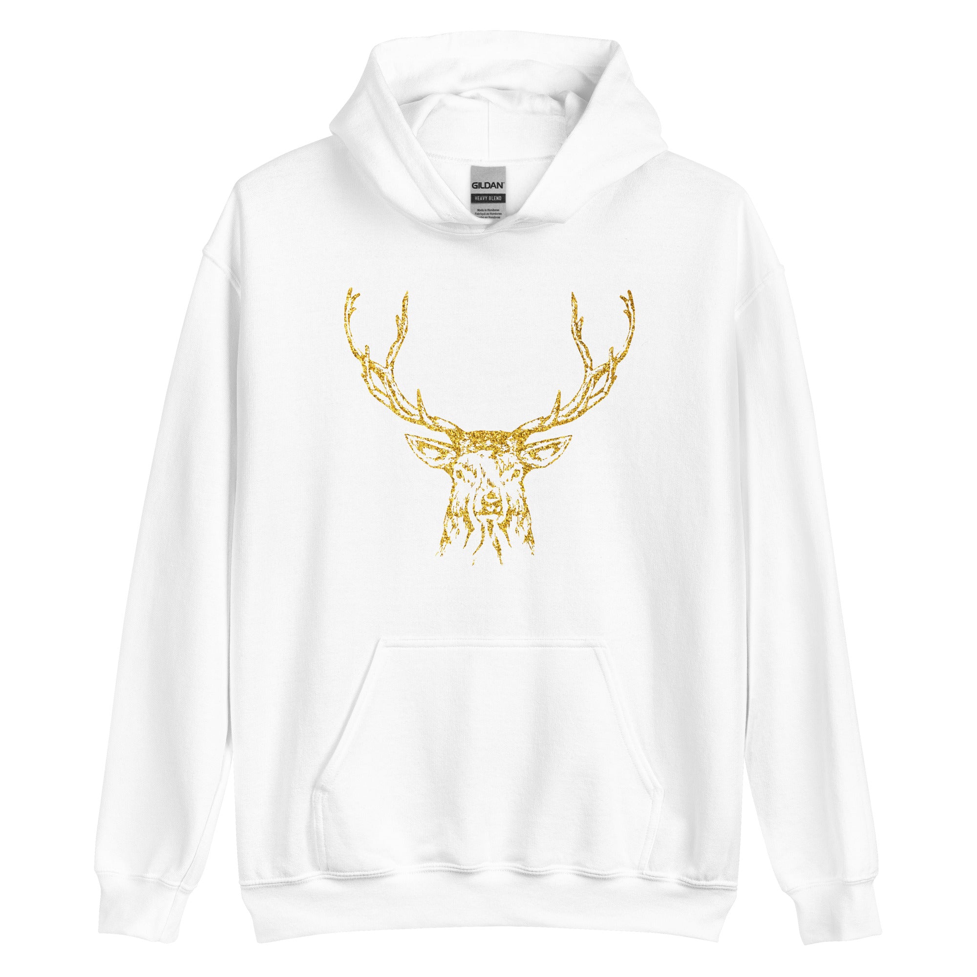 Unisex Hoodie- Reindeer Gold Print