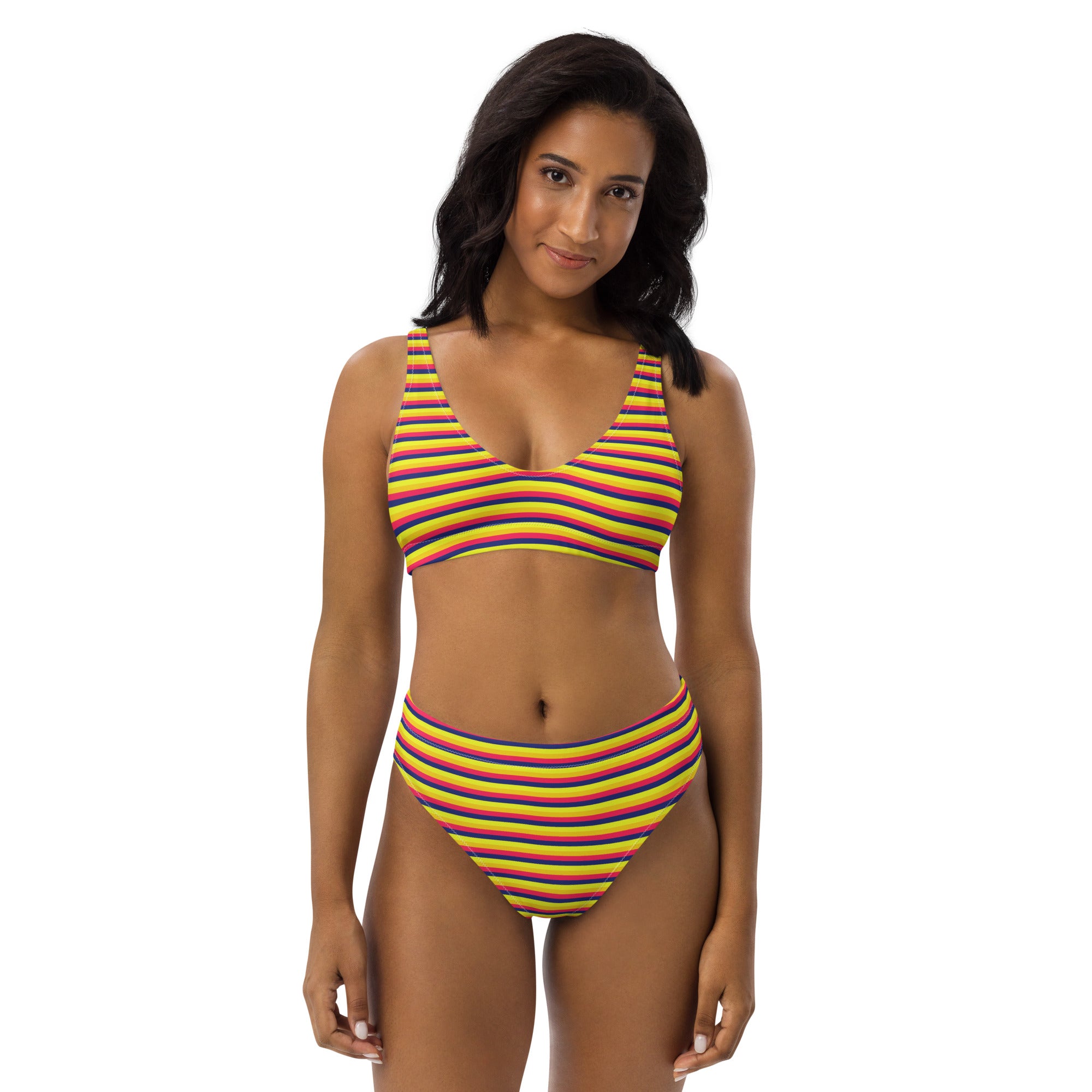 Recycled High-Waisted Colorful Striped Bikini VII
