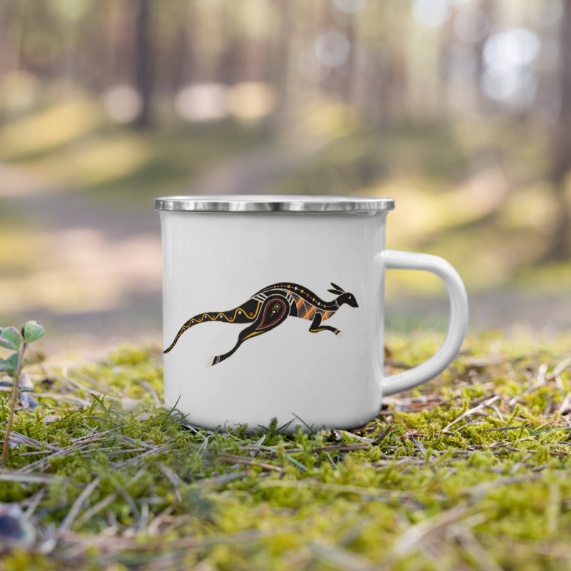 Enamel Mug- Australian Tribal Painting Kangaroo