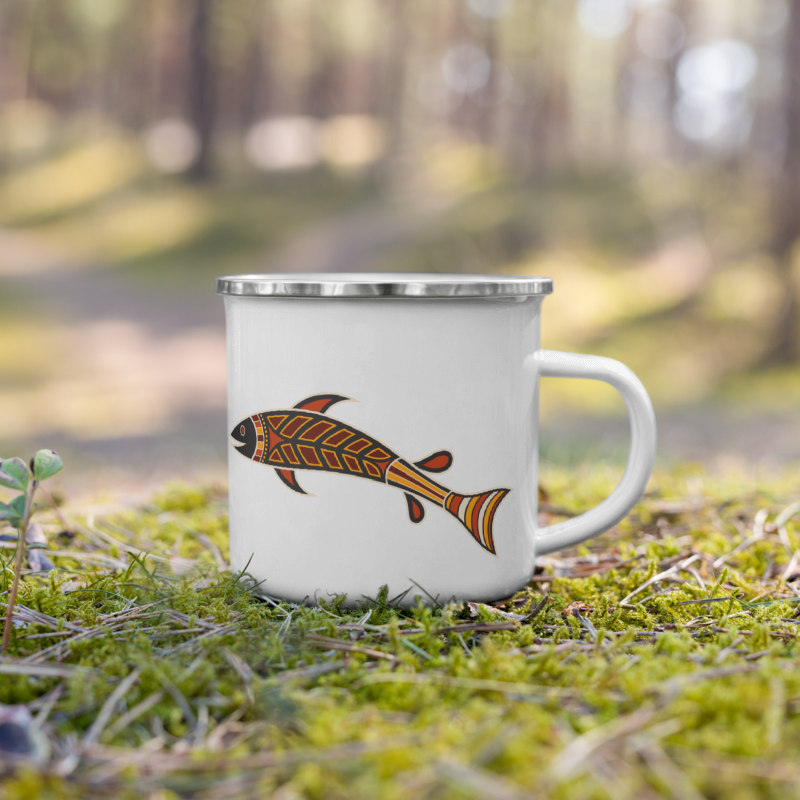 Enamel Mug- Australian Tribal Painting Fish Figure III