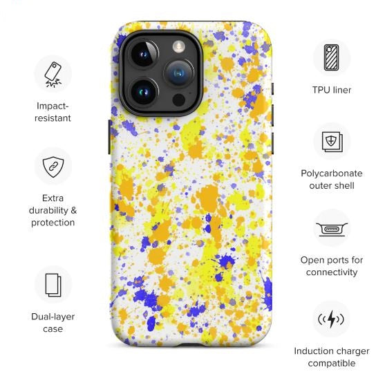 Tough Case for iPhone®- Paint Splatter Yellow