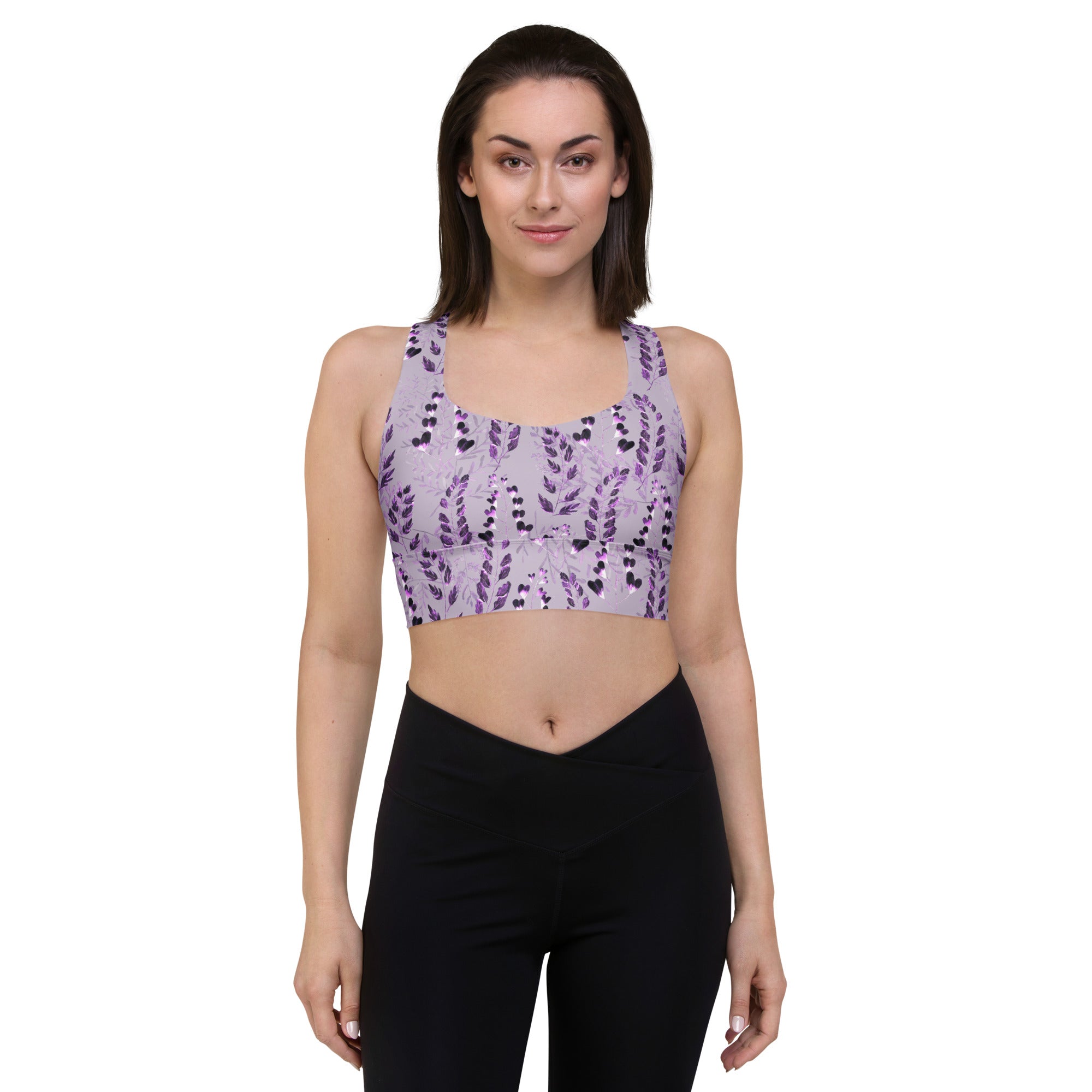 Longline sports bra- Purple Fern
