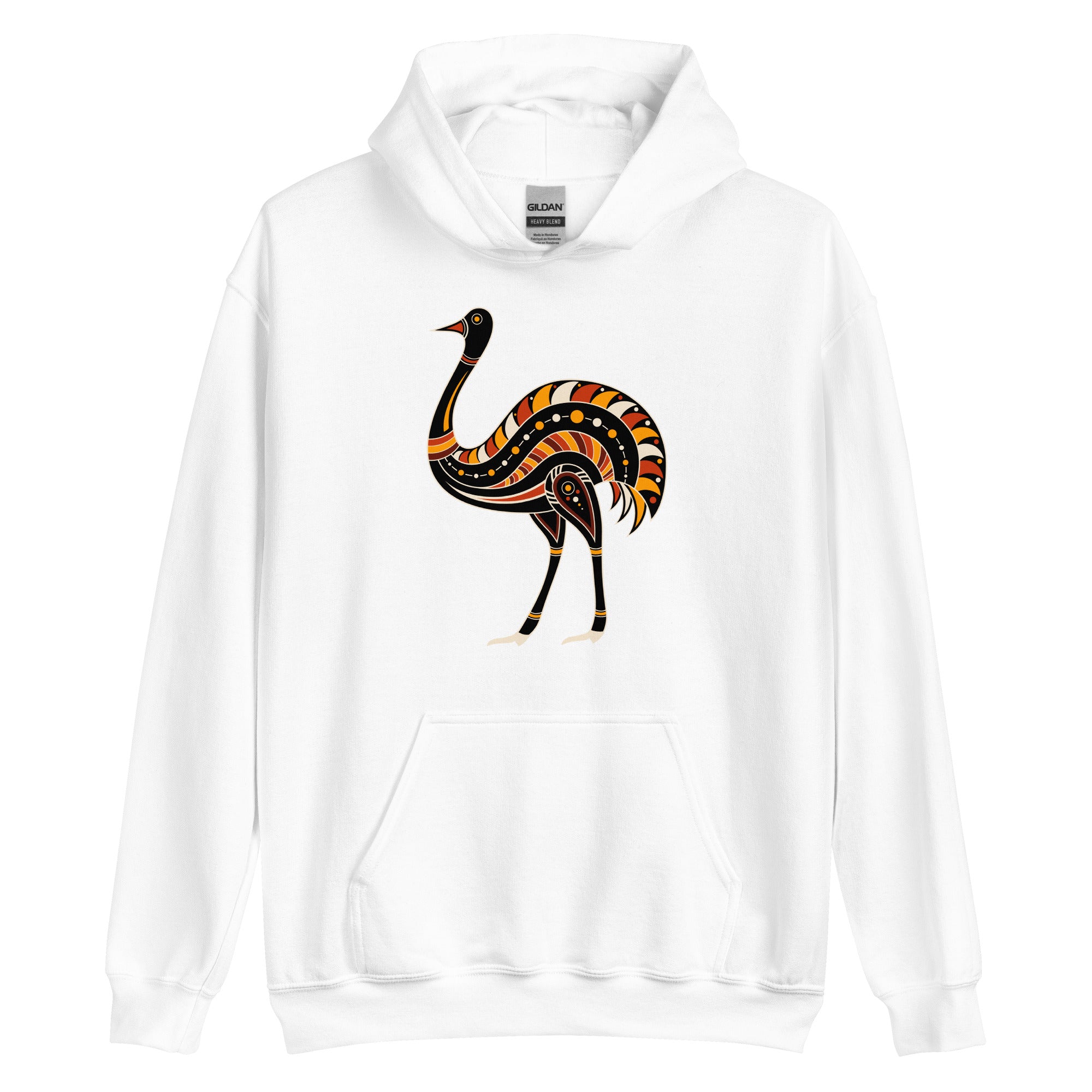 Unisex Hoodie- Australian Tribal Figure Ostrich