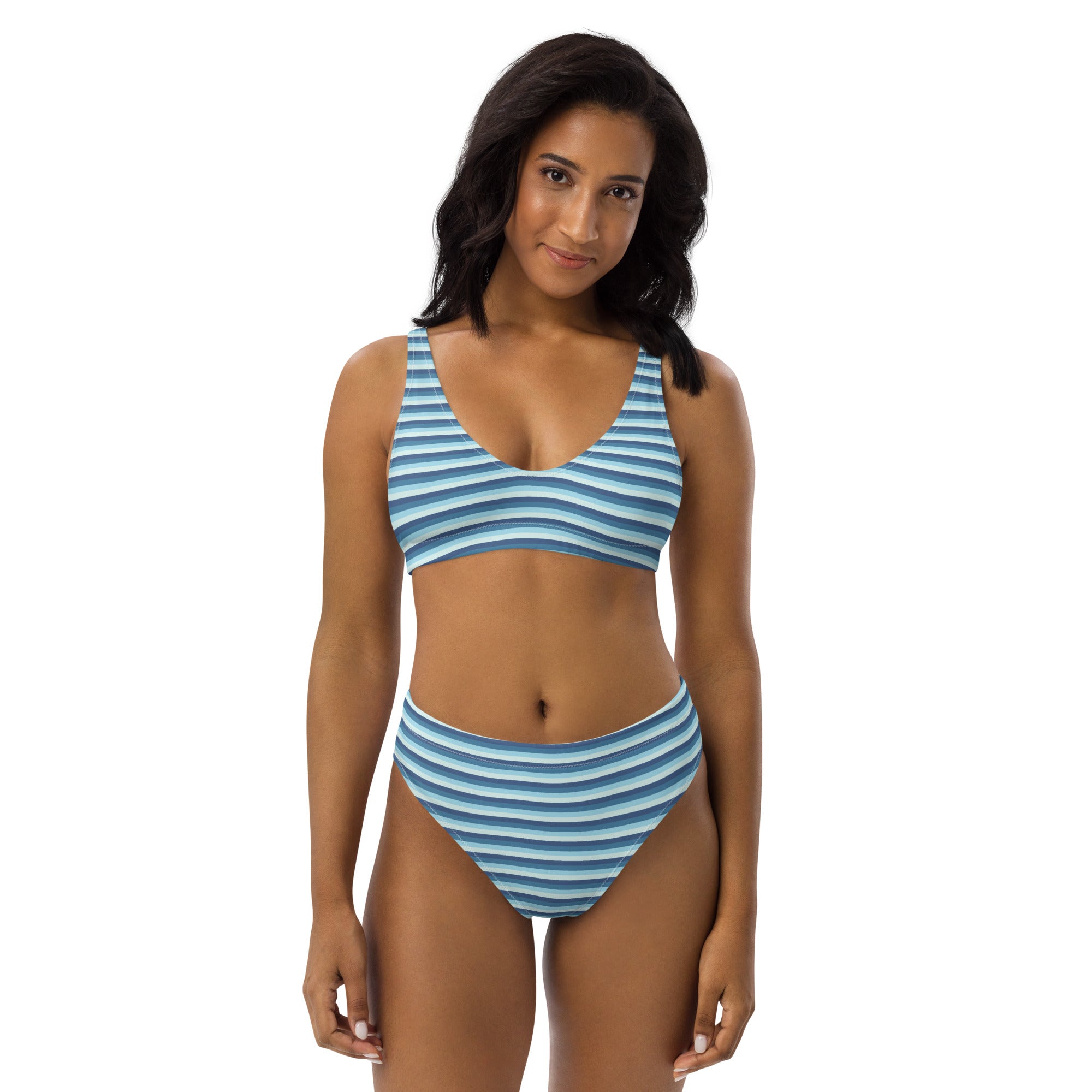 Recycled High-Waisted Colorful Striped Bikini XIII