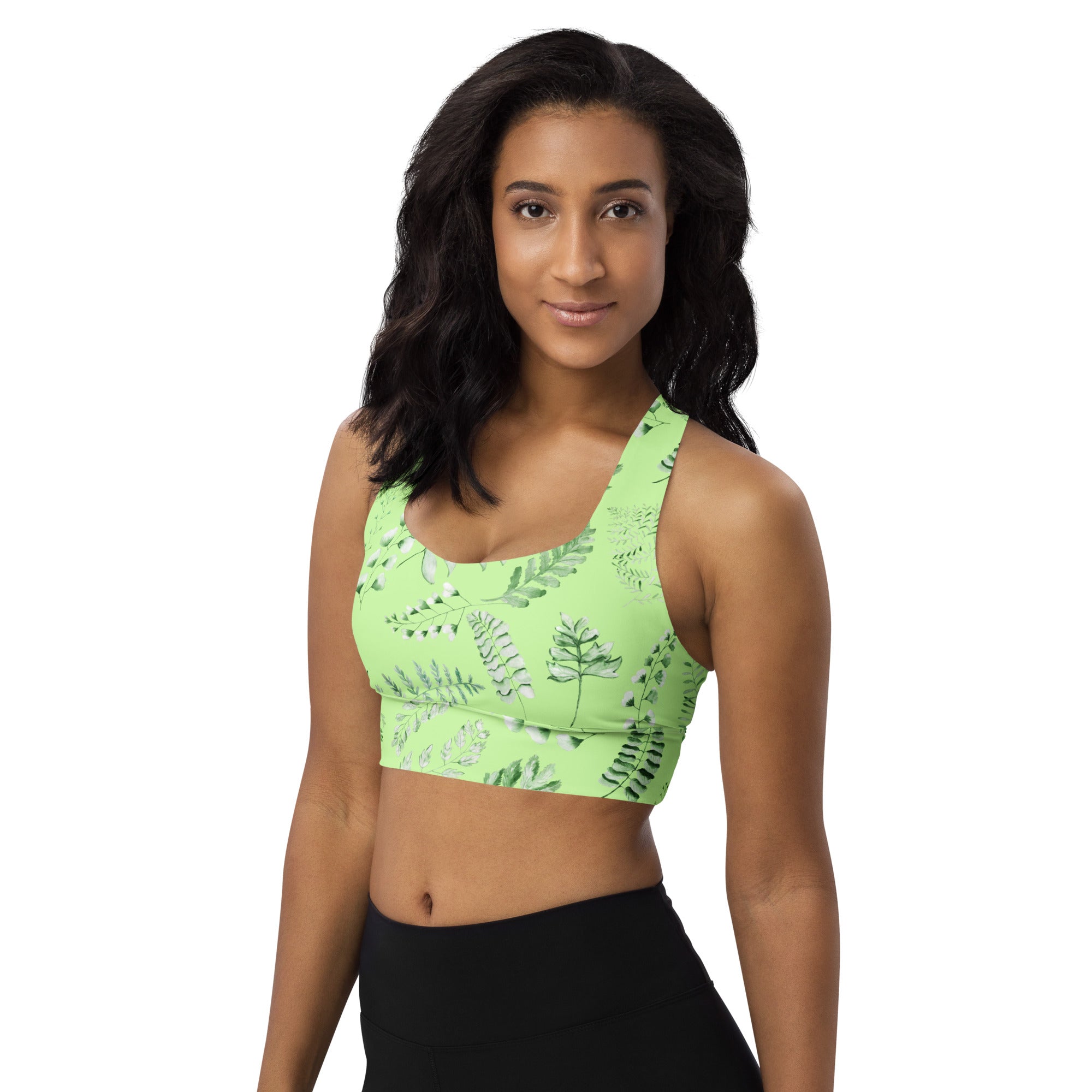 Longline sports bra- Green Fern