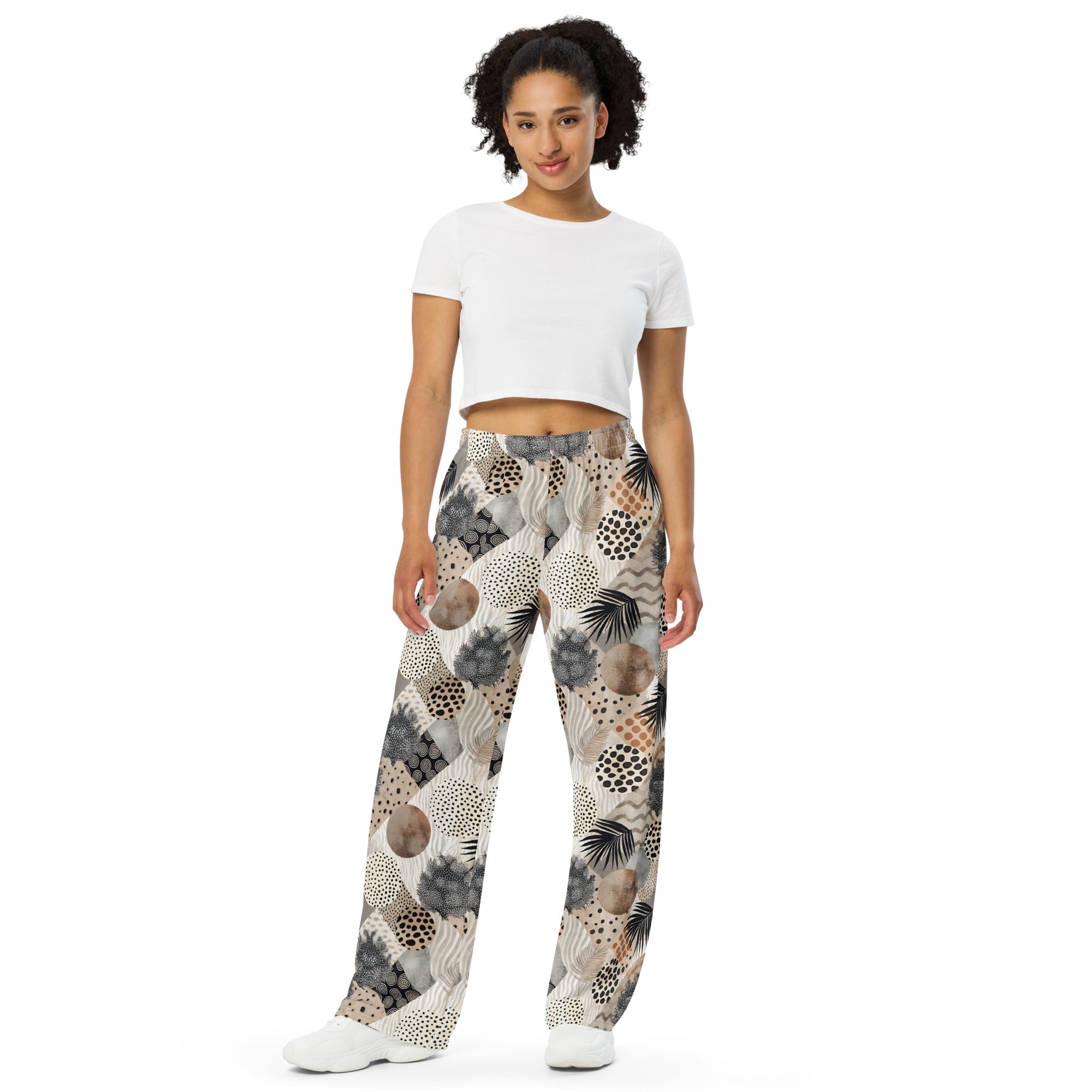 unisex wide-leg pants- Artsy Animal Print Design IV