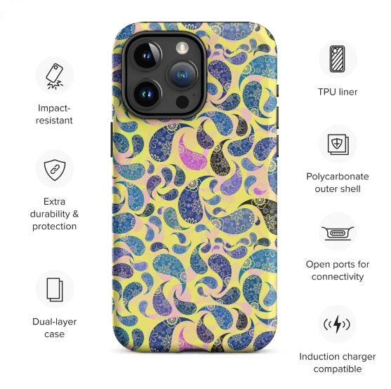Tough Case for iPhone®- Paisley Dark Yellow