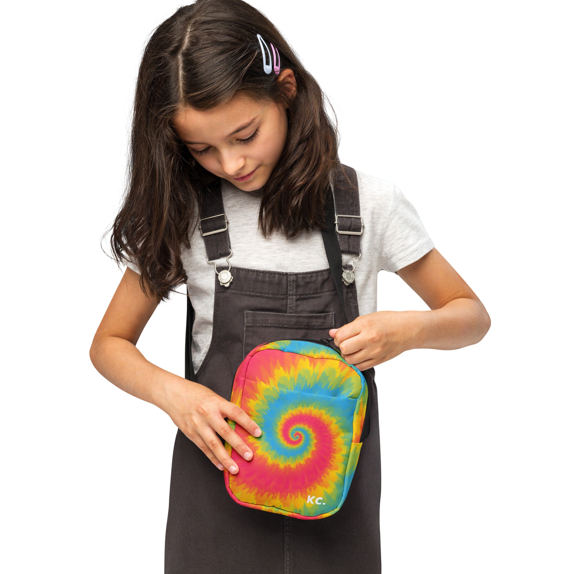 Utility crossbody bag-Tie Dye Spiral - Pansexual