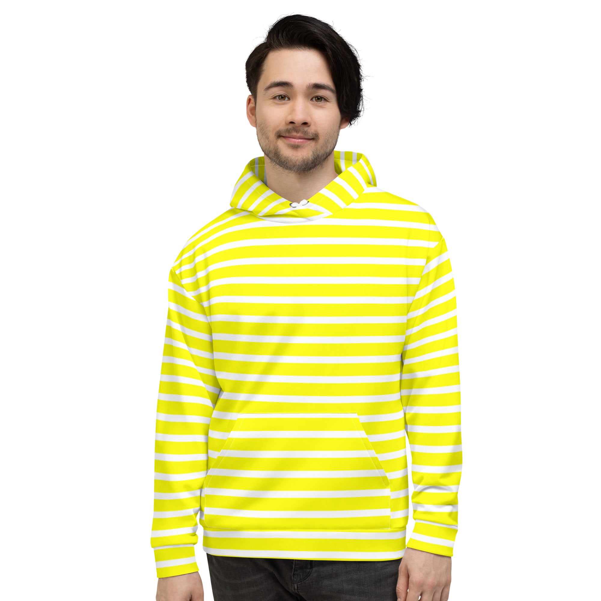 Unisex Hoodie- White and Yellow Striped