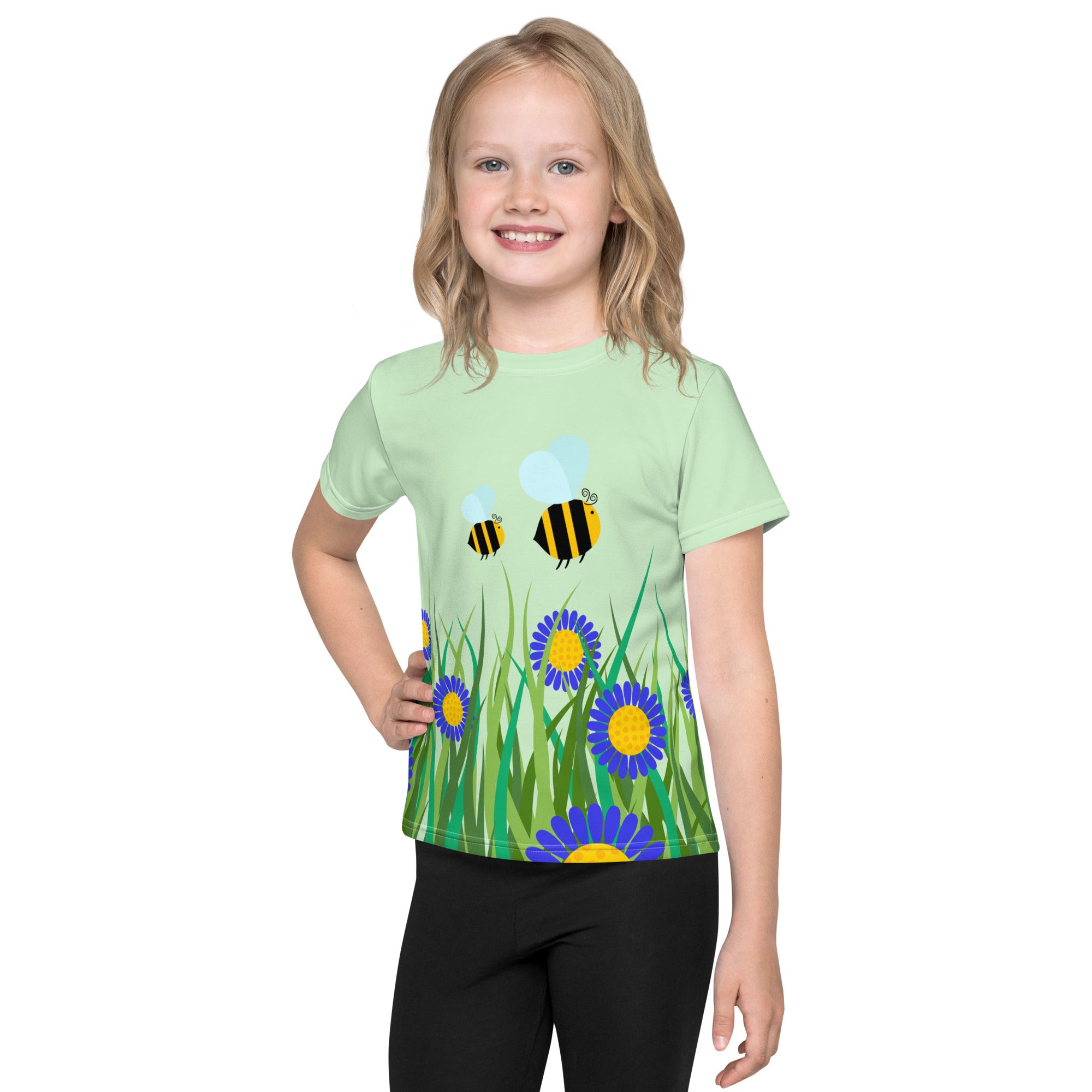 Kids crew neck t-shirt-Beetiful Flower Garden II Tara
