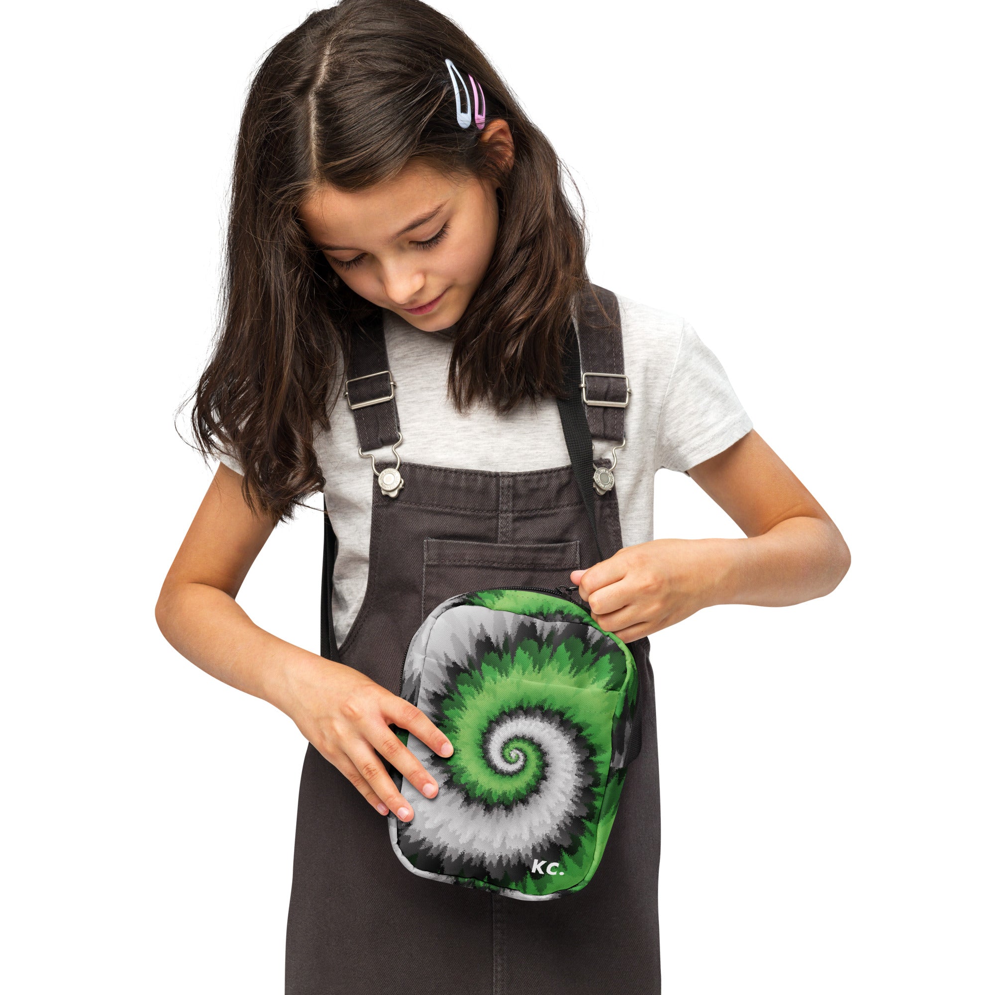 Utility crossbody bag-Tie Dye Spiral - Aromantic