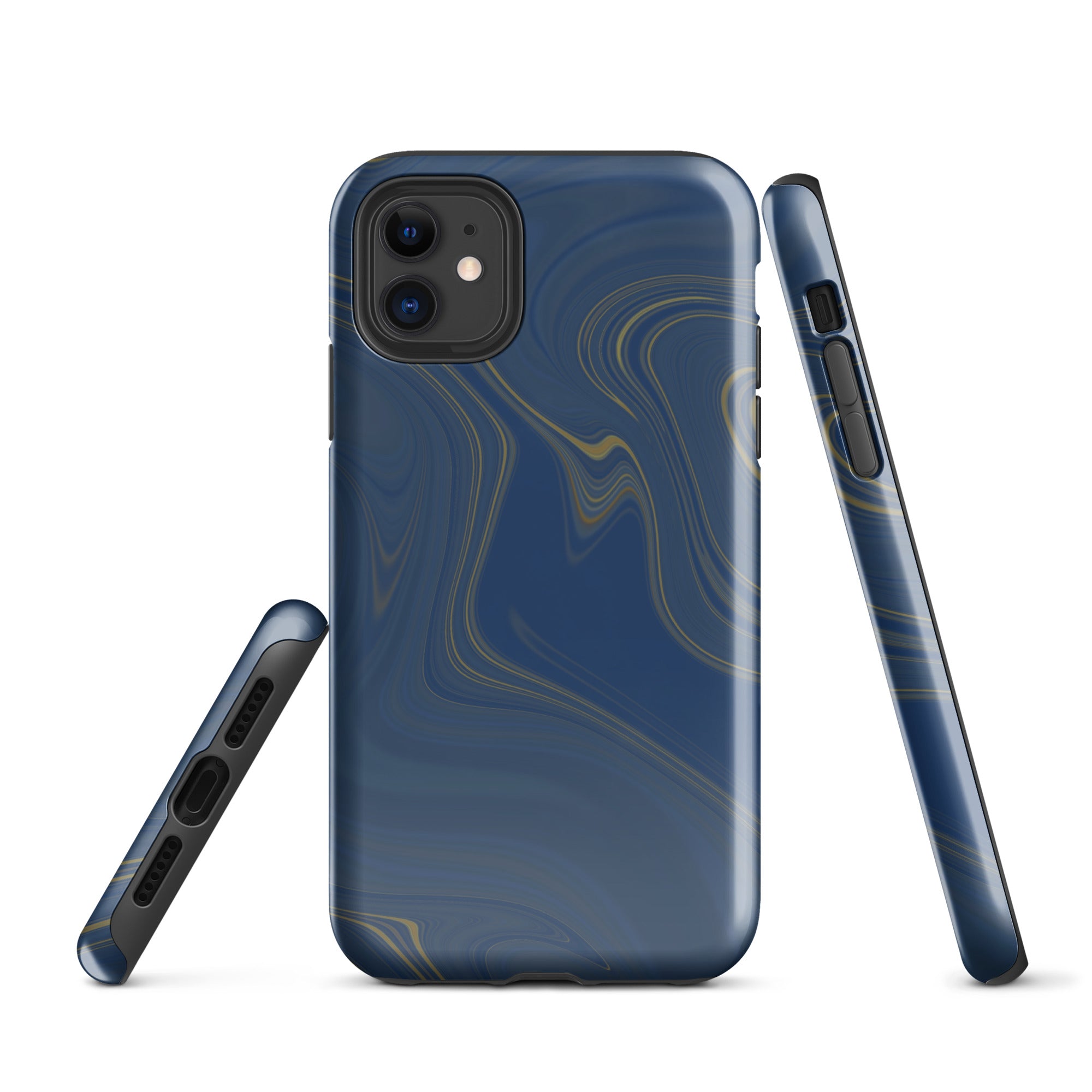 Tough Case for iPhone®- Liquid Gold Marble Blue