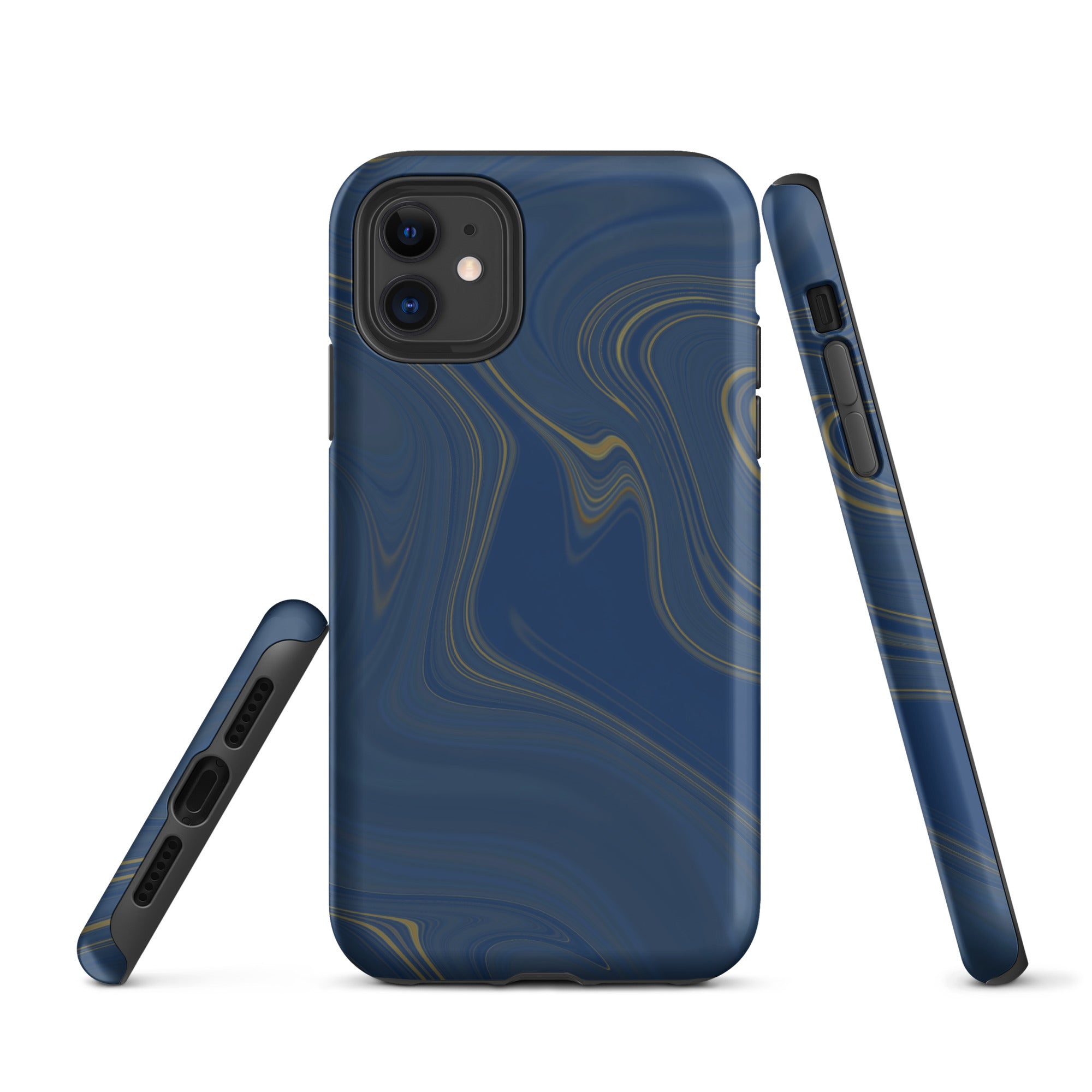 Tough Case for iPhone®- Liquid Gold Marble Blue