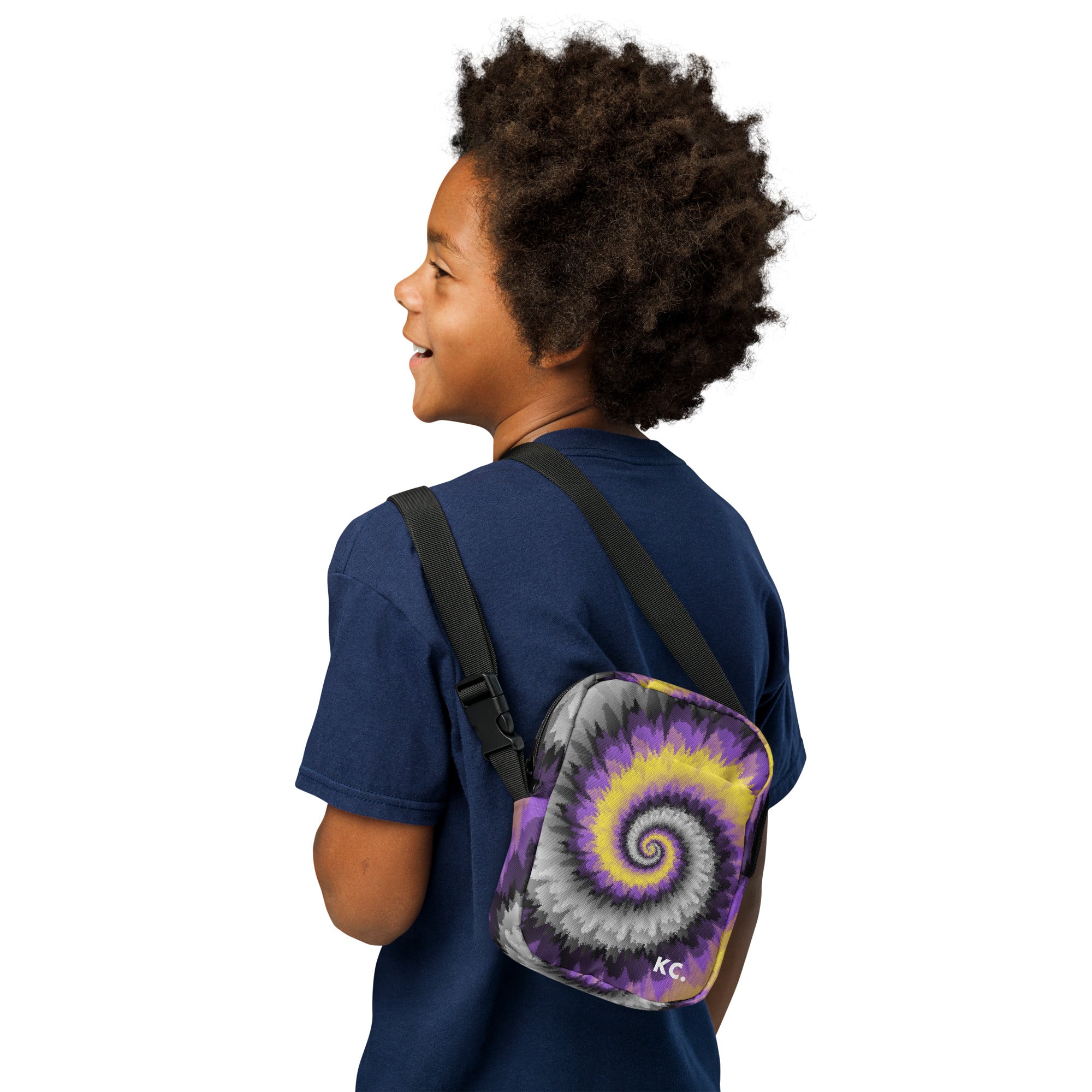 Utility crossbody bag-Tie Dye Spiral - Nonbinary