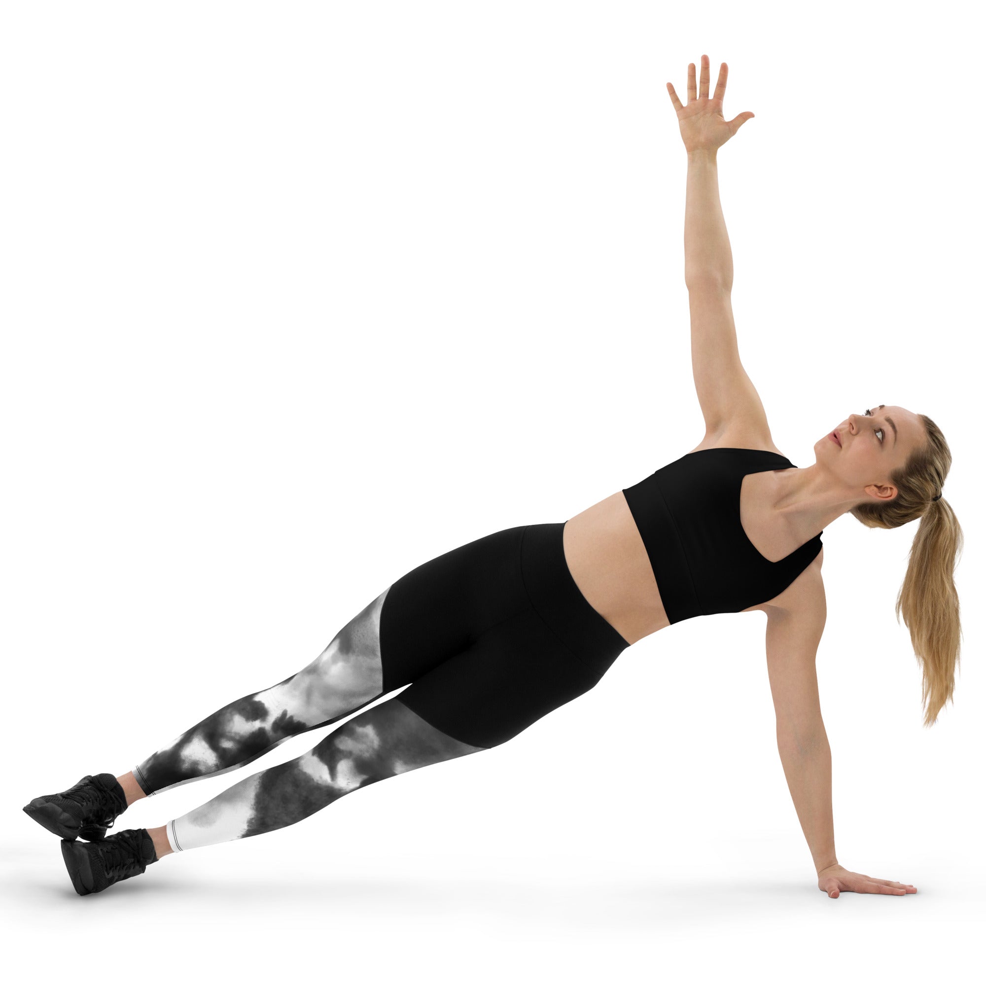 Sports Leggings- Black Watercolor