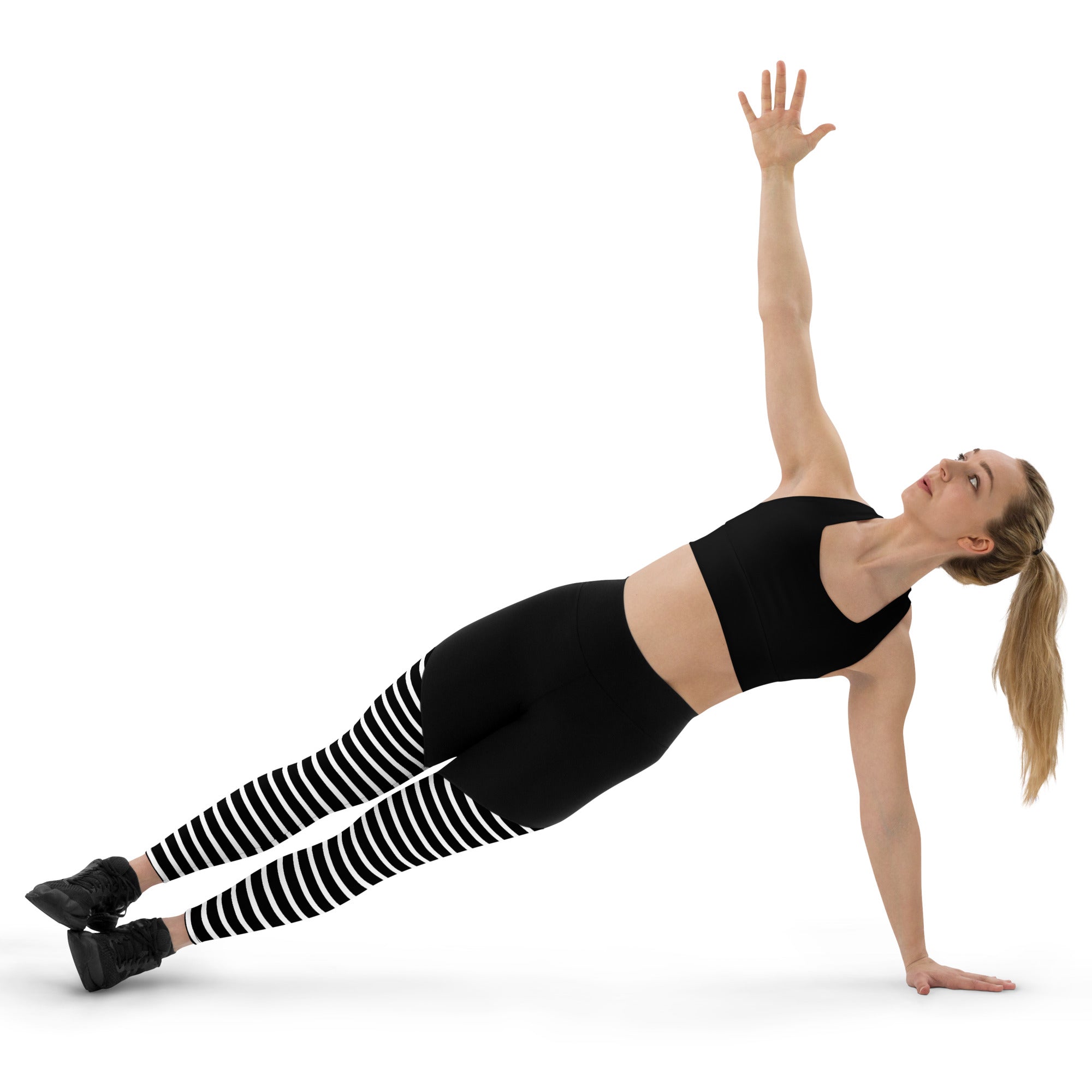 Sports Leggings- Black Stripes