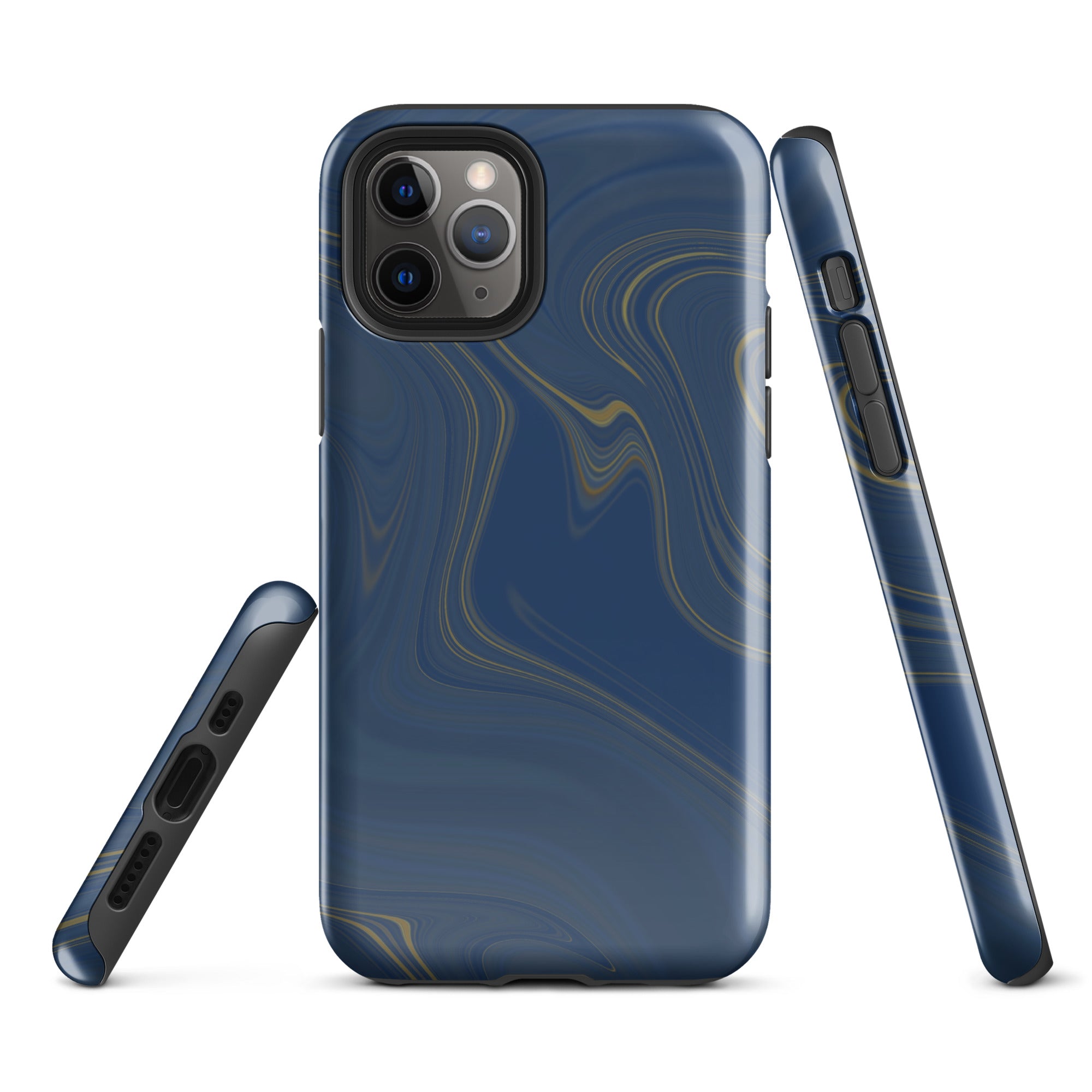 Tough Case for iPhone®- Liquid Gold Marble Blue