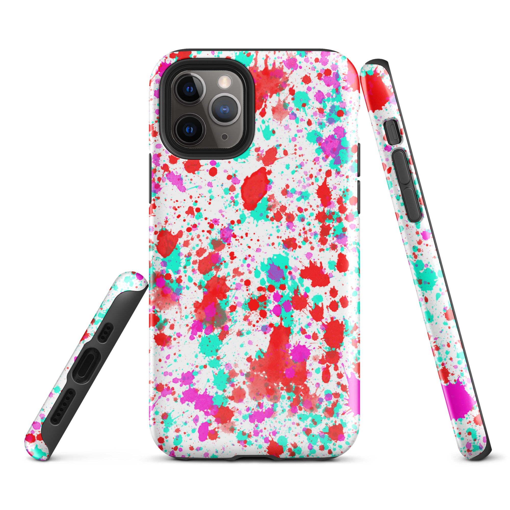 Tough Case for iPhone®- Paint Splatter Red with Cyan