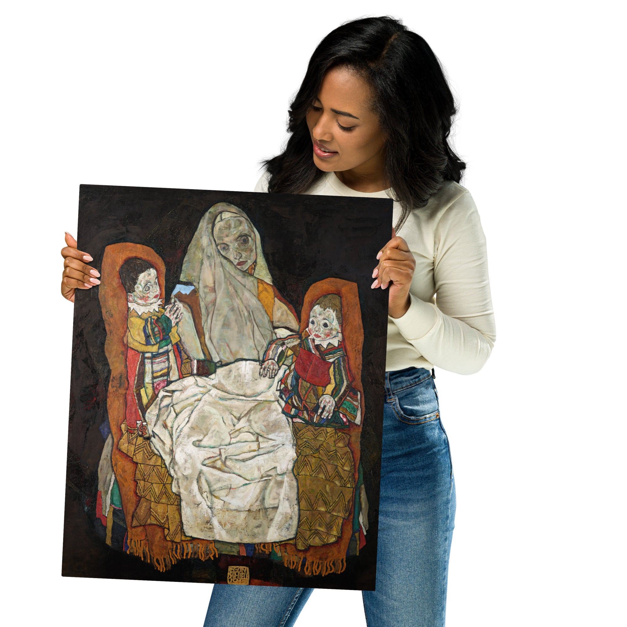 Metal prints-Egon Schiele-Austrian 1890-1928-Mutter mit zwei Kindern III 1915-1917