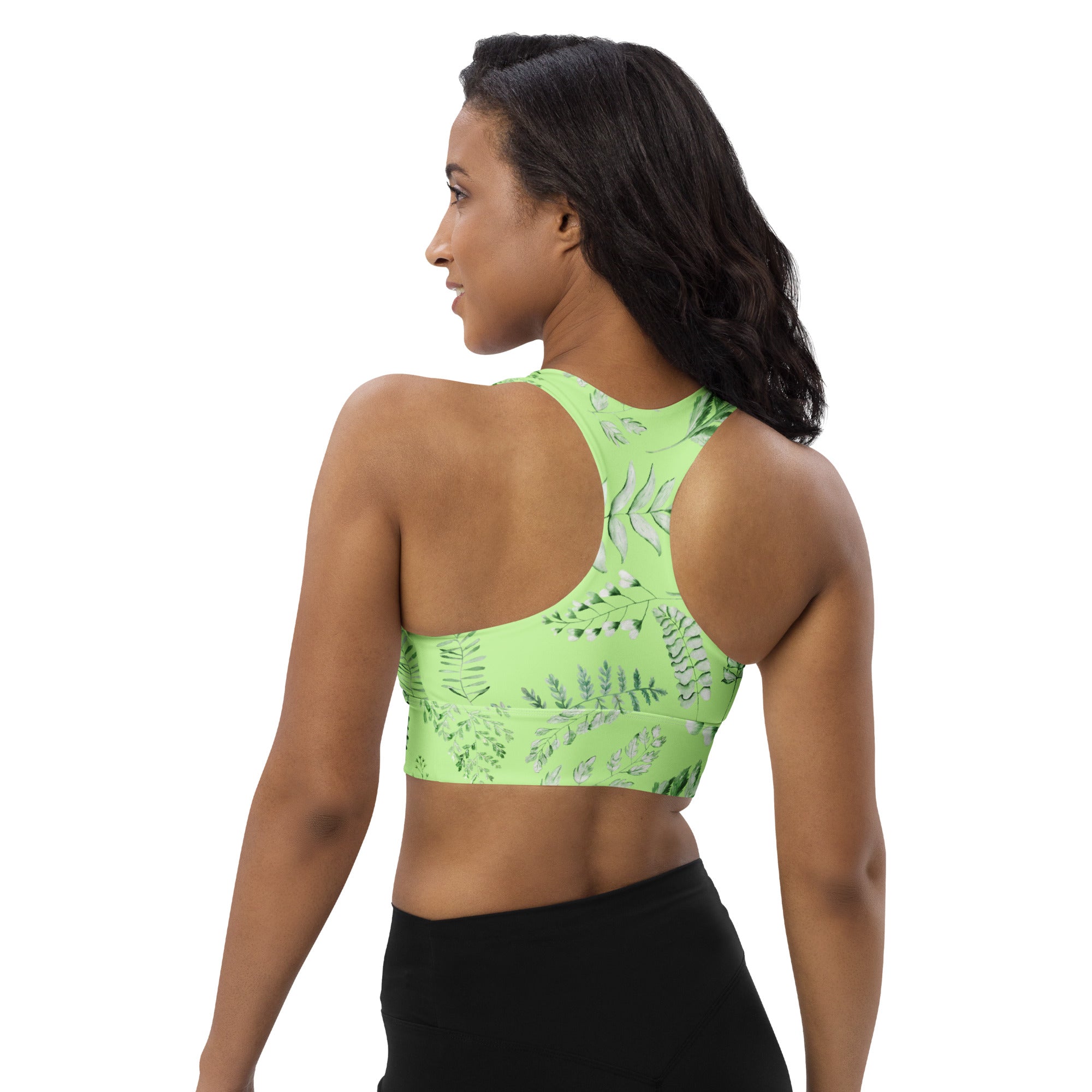 Longline sports bra- Green Fern