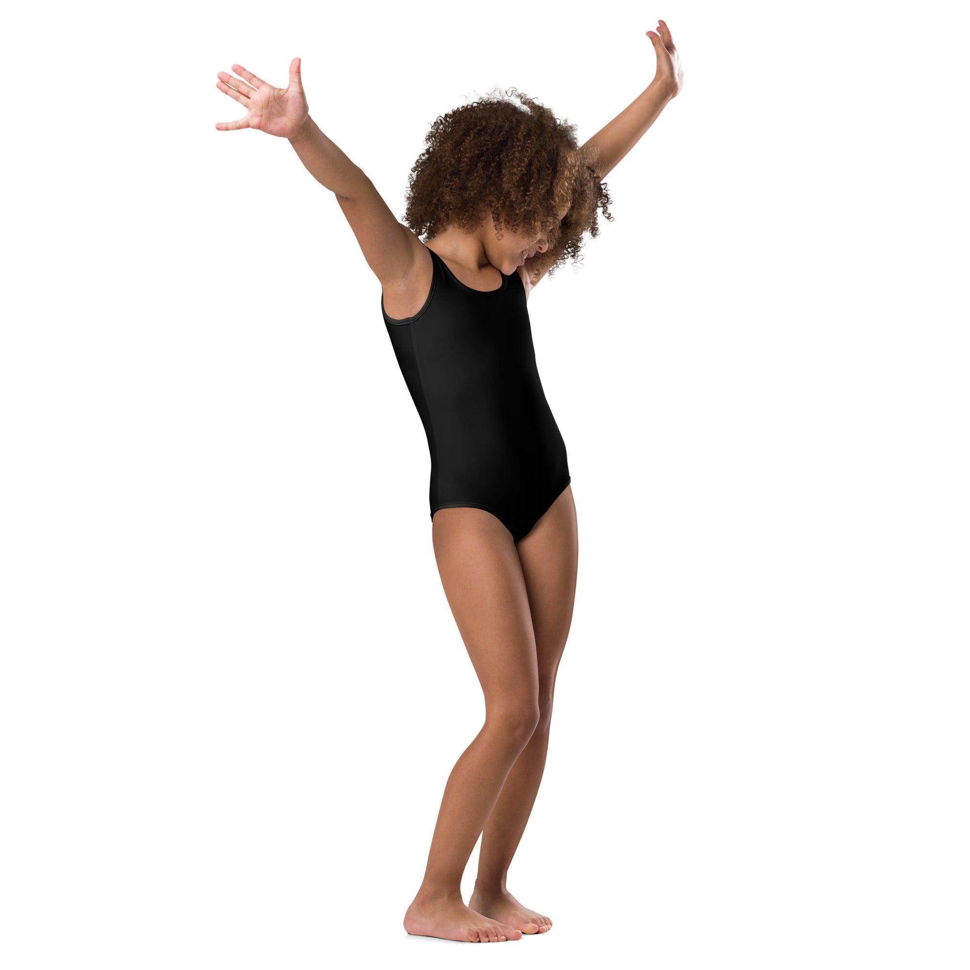 All-Over Print Kids Swimsuit- Black