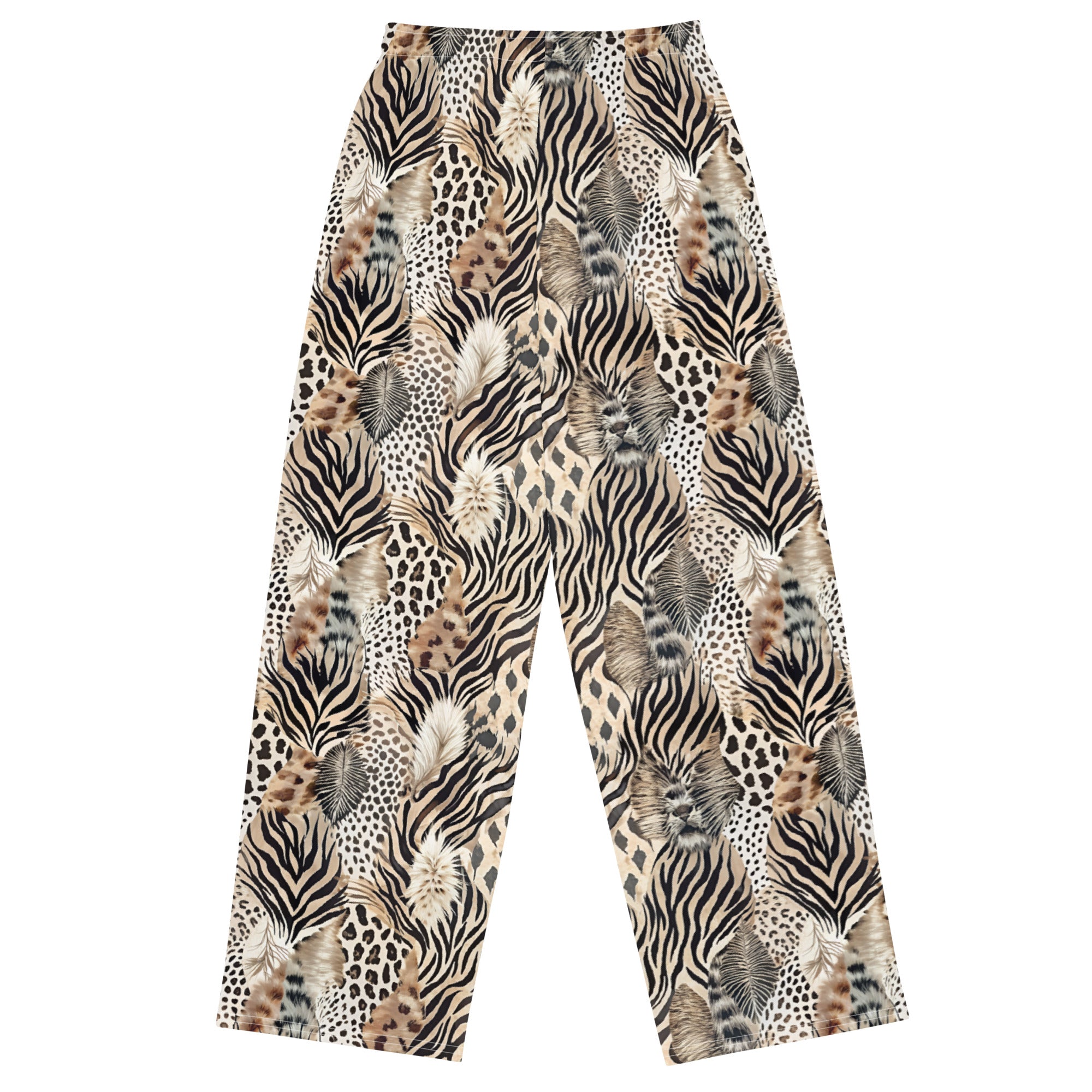 unisex wide-leg pants- Artsy Animal Print Design V