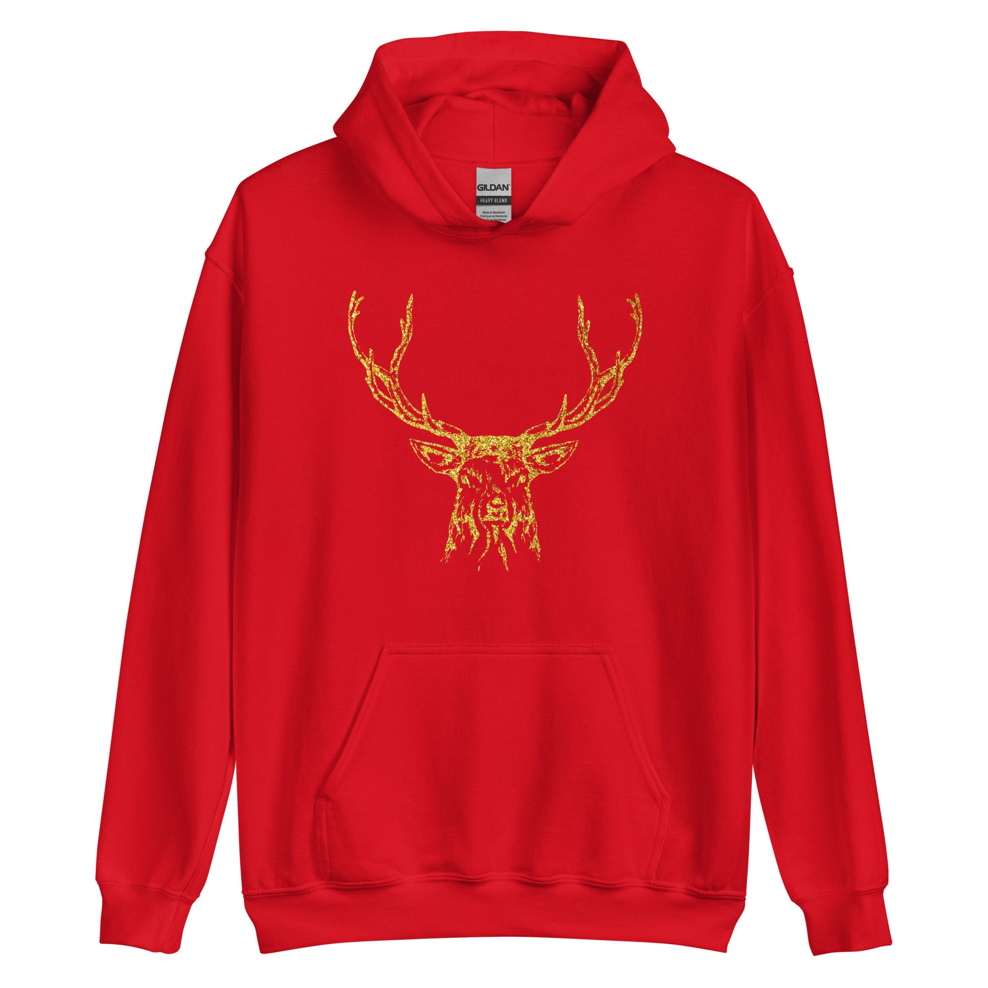 Unisex Hoodie- Reindeer Gold Print
