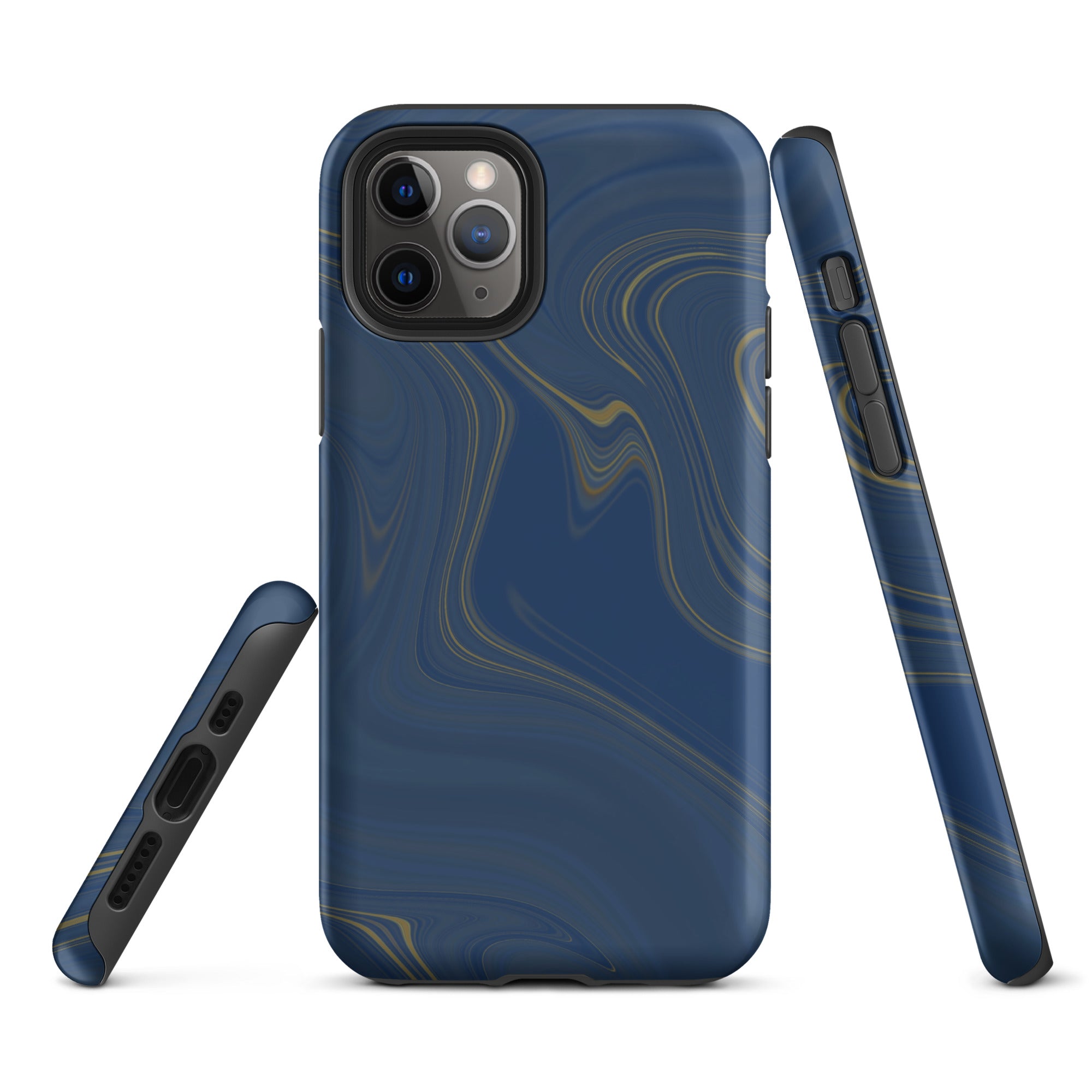 Tough Case for iPhone®- Liquid Gold Marble Blue