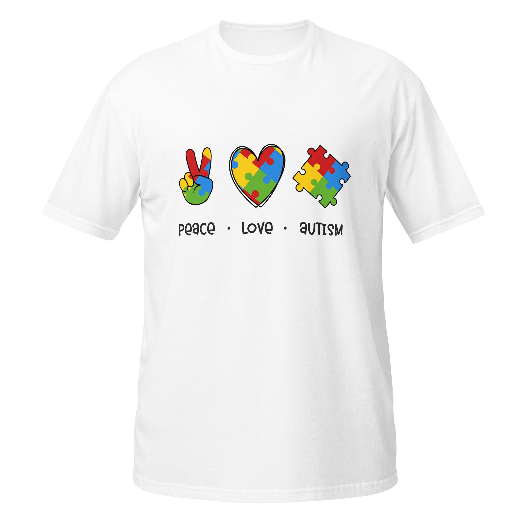 Short-Sleeve Unisex T-Shirt- Peace Love Autism