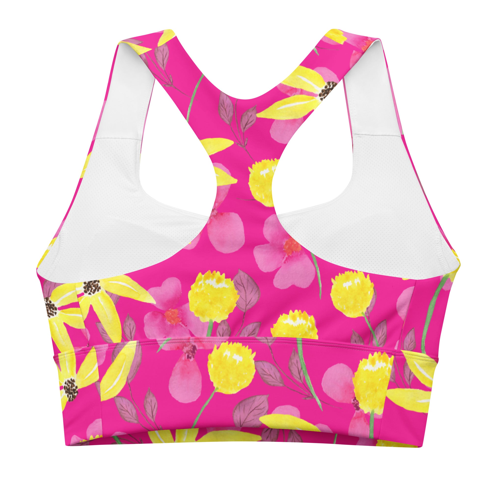 Longline sports bra- Summer Flowers Red