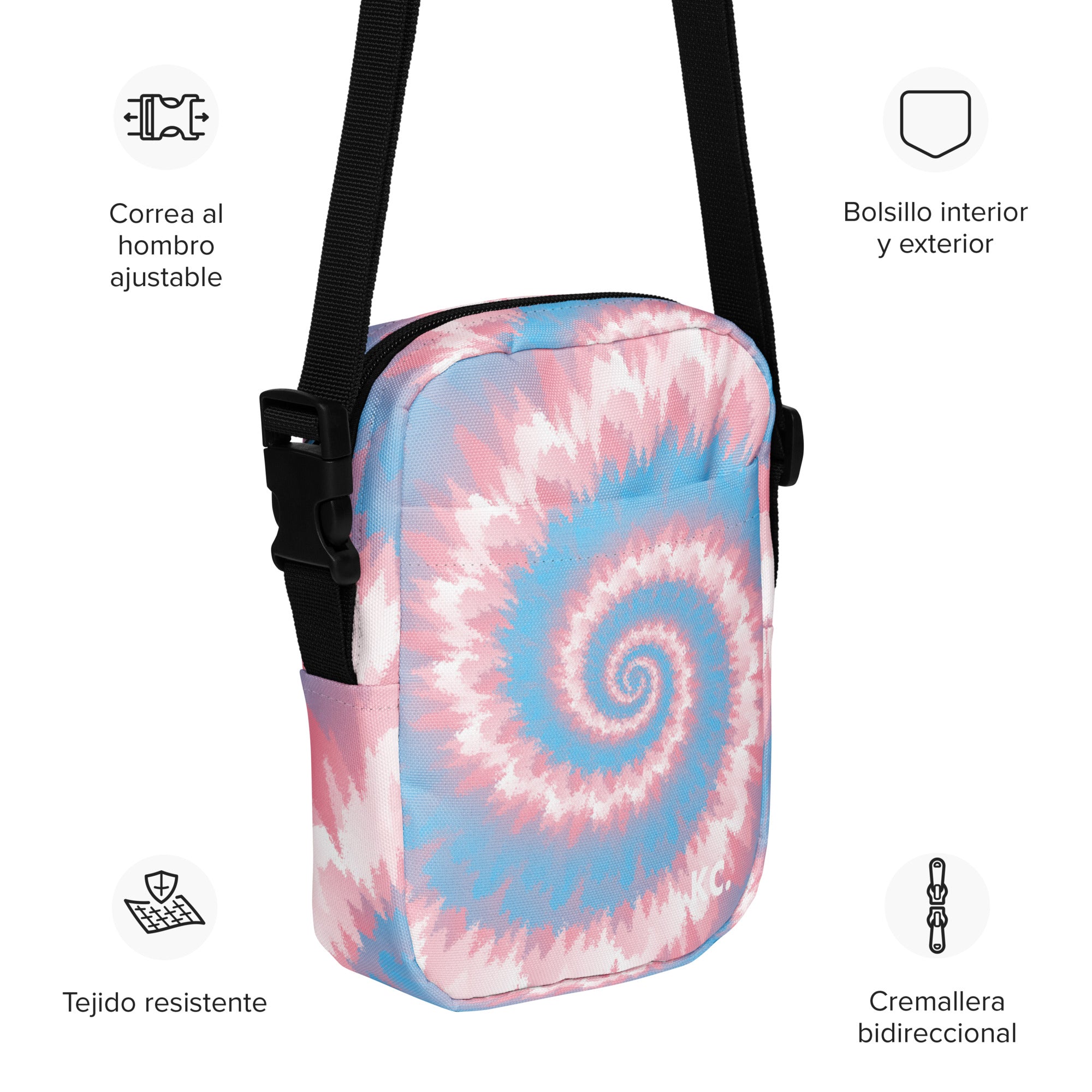 Utility crossbody bag-Tie Dye Spiral - Transgender
