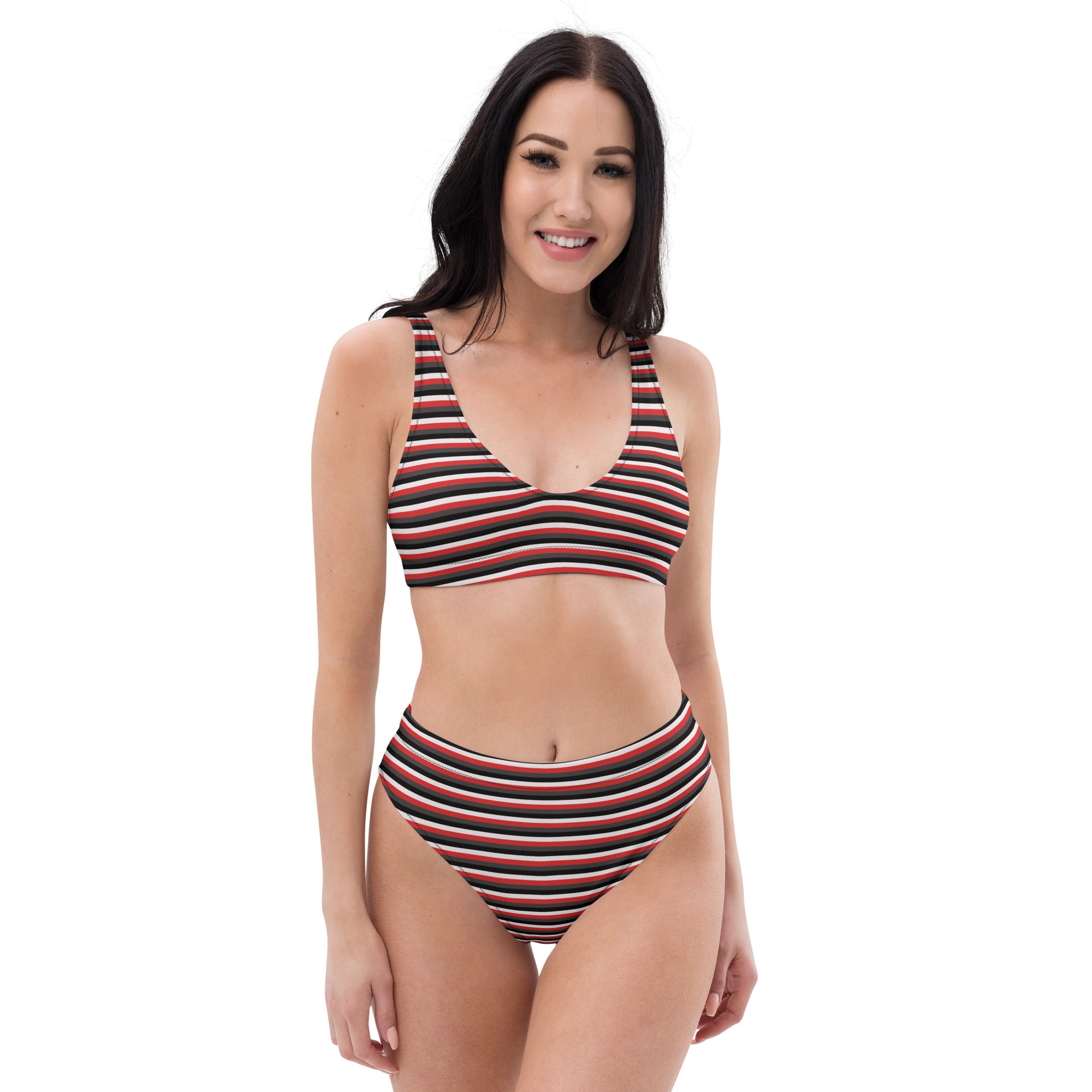 Recycled High-Waisted Colorful Striped Bikini VIII