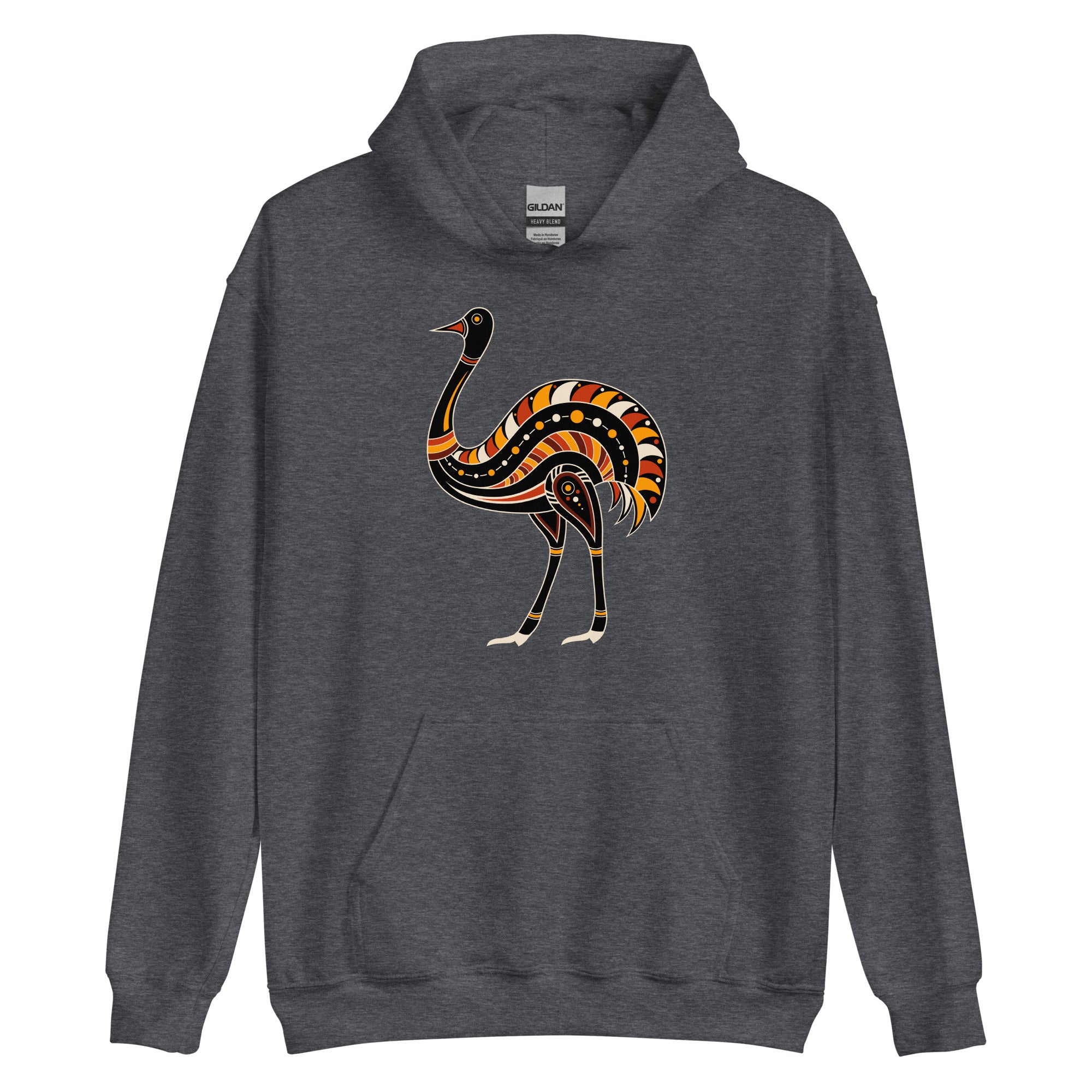 Unisex Hoodie- Australian Tribal Figure Ostrich